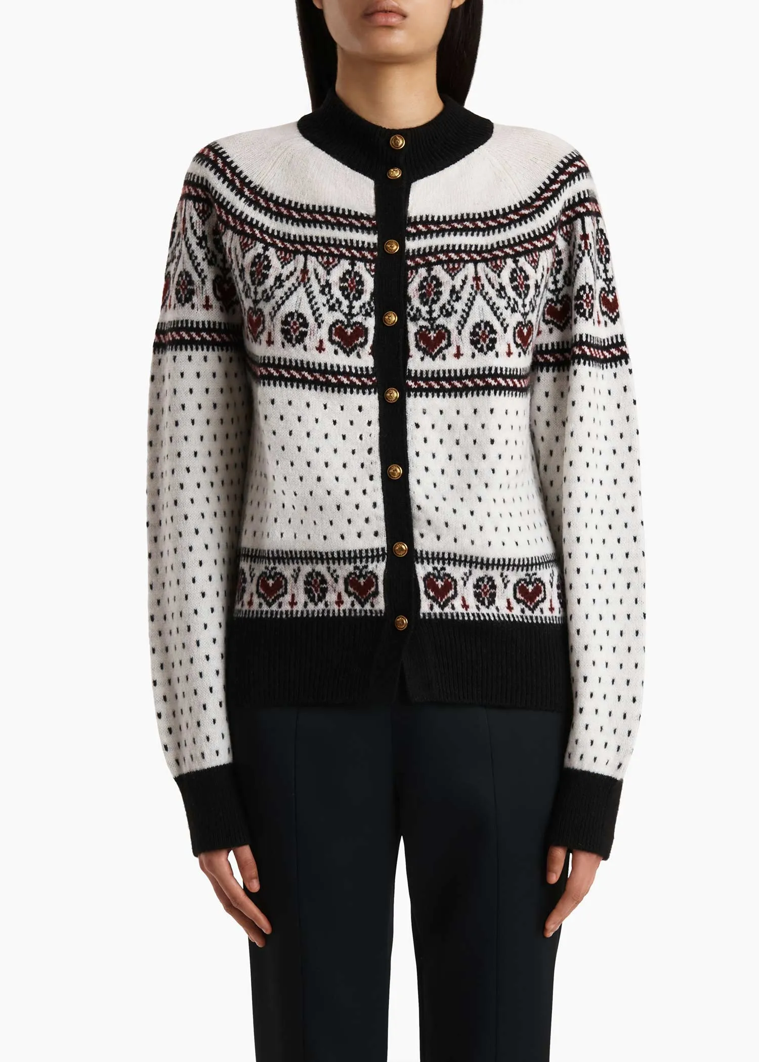 Marc Cardigan in Ivory and Red Multi sold by KHAITE product image thumbnail 3