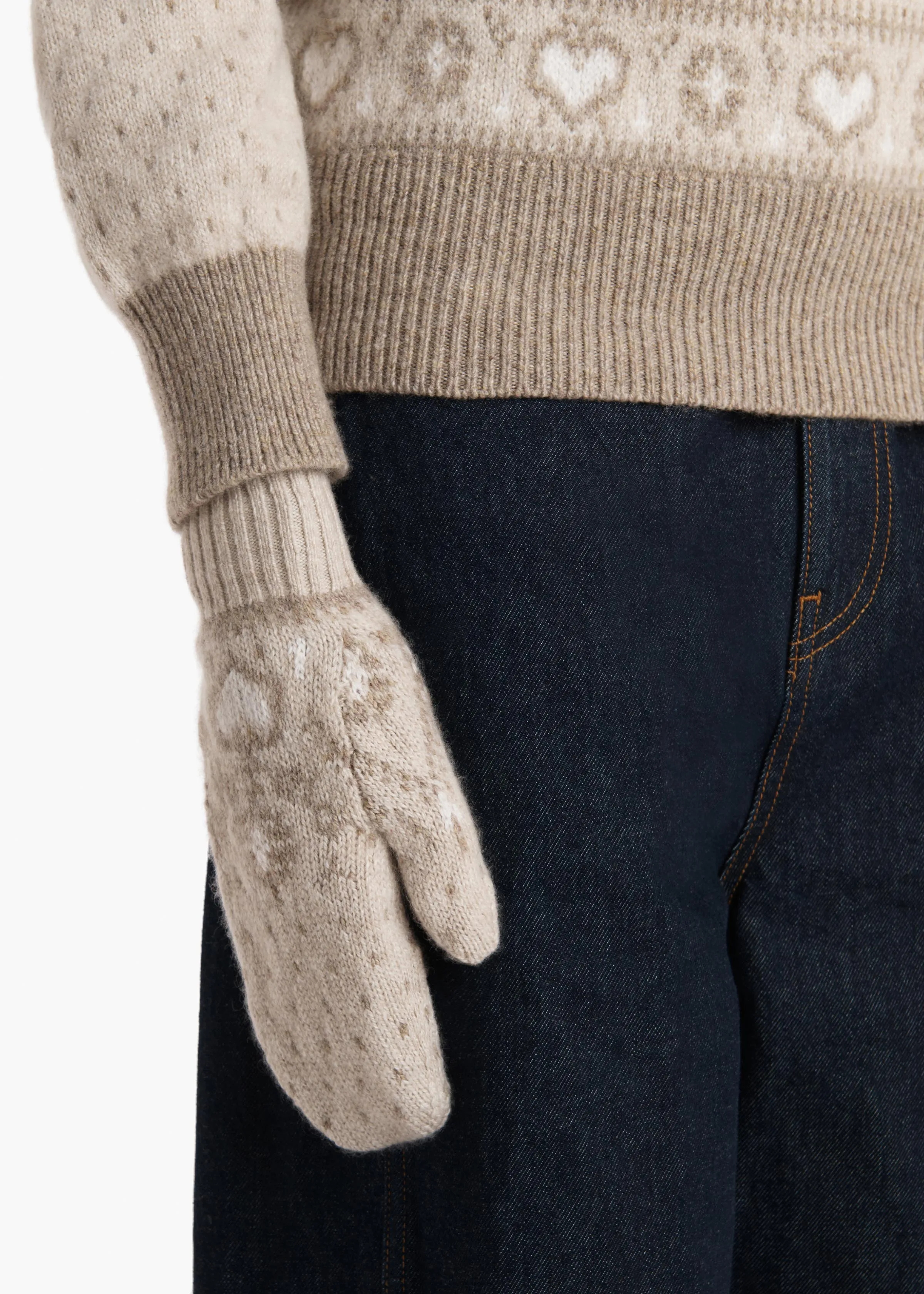 Christel Mittens in Ecru Multi sold by KHAITE product image thumbnail 2