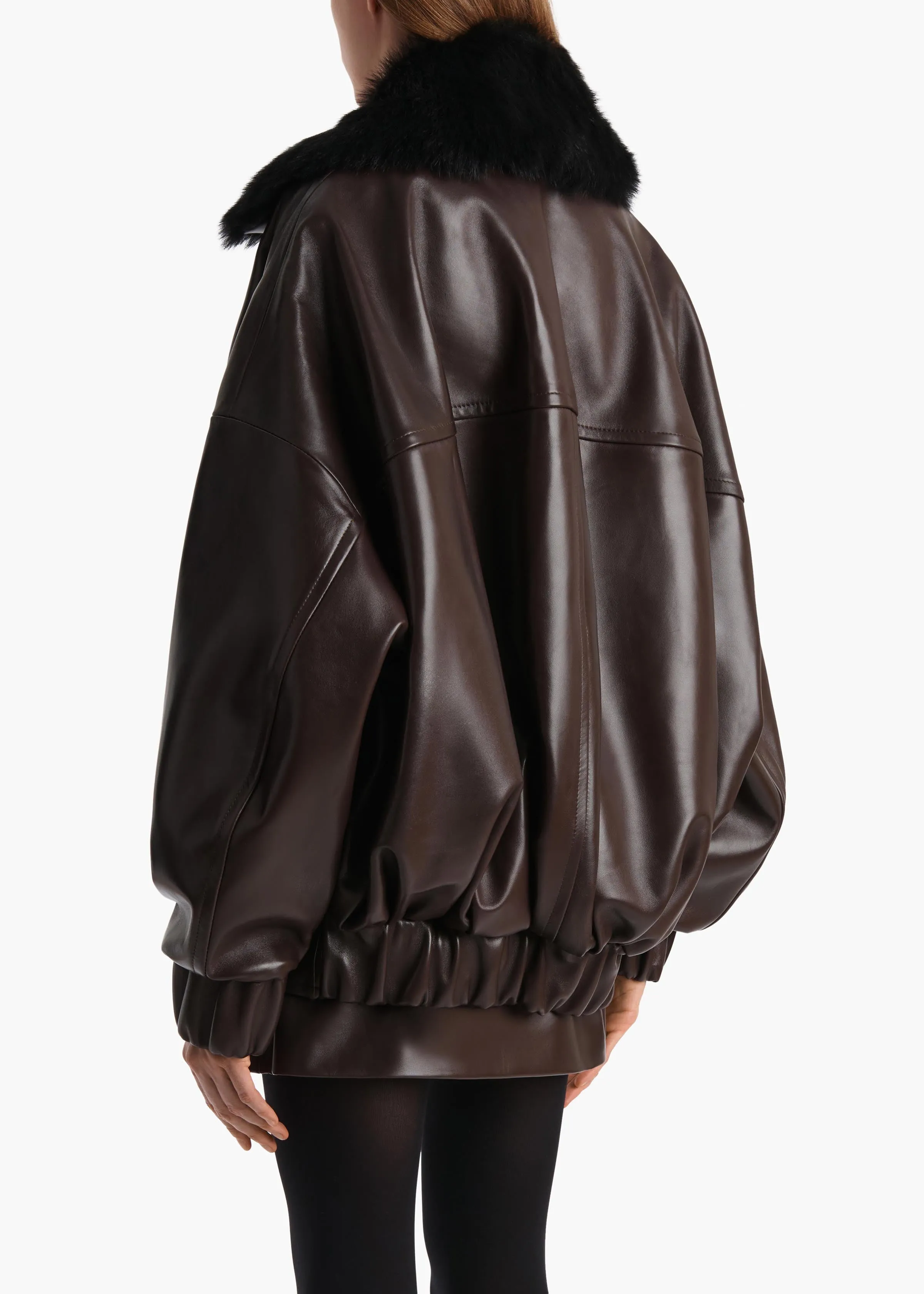 Daemon Jacket in Mud Leather with Shearling Collar sold by KHAITE product image thumbnail 4