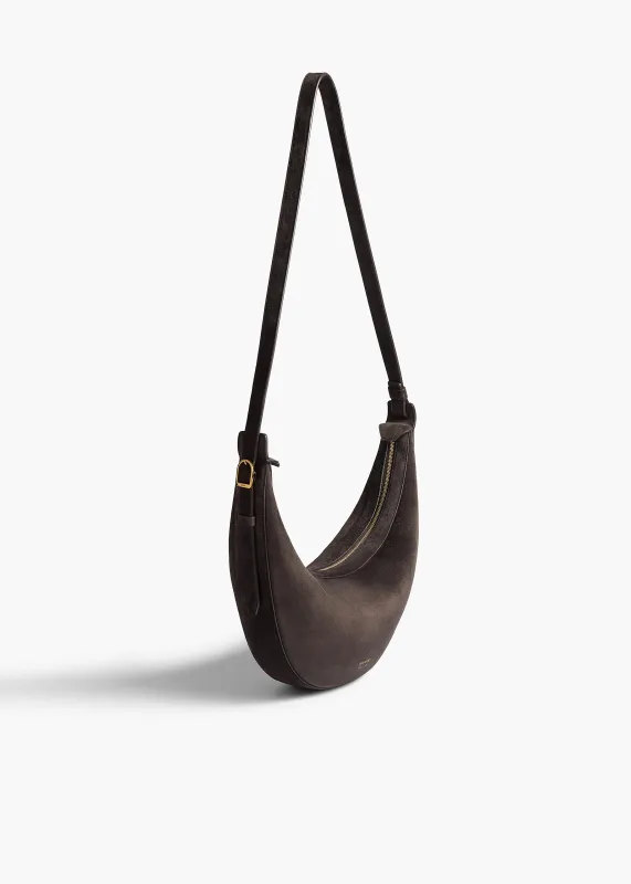 Small Augustina Crossbody Bag in Dark Brown Suede sold by KHAITE