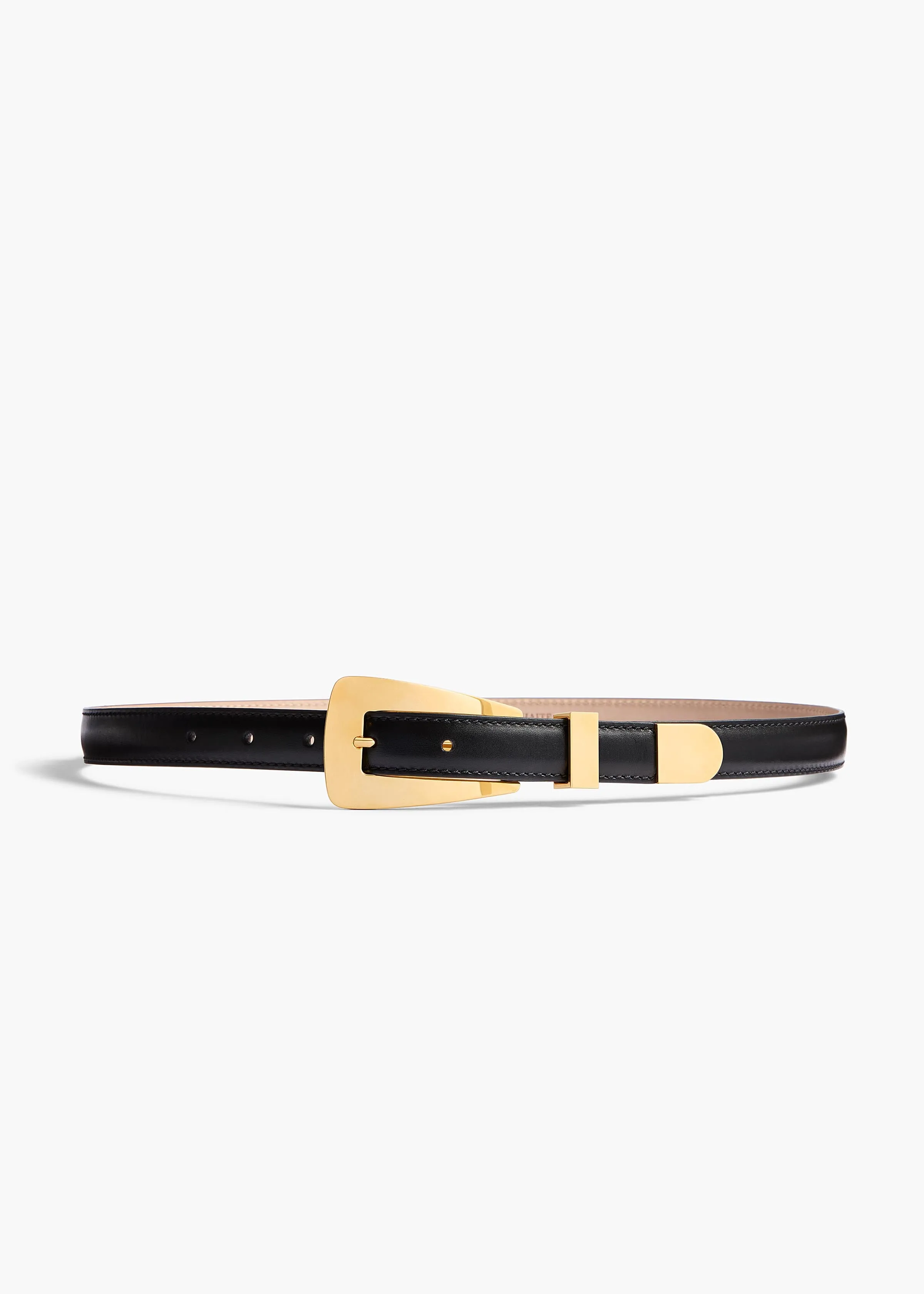 Small Lucca Belt in Black Leather with Gold sold by KHAITE