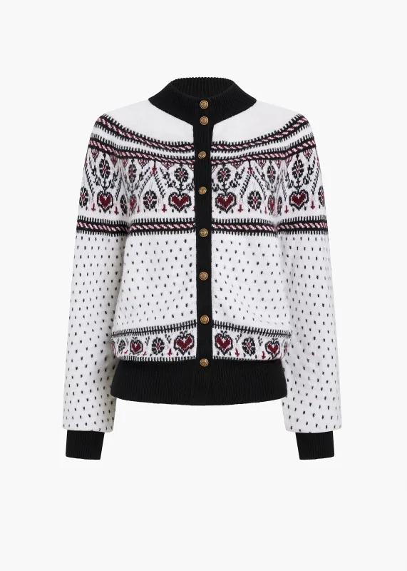 Marc Cardigan in Ivory and Red Multi sold by KHAITE