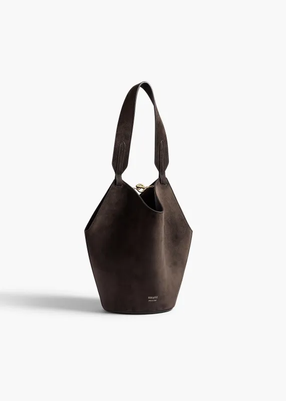 Mini Lotus Tote in Dark Brown Suede sold by KHAITE