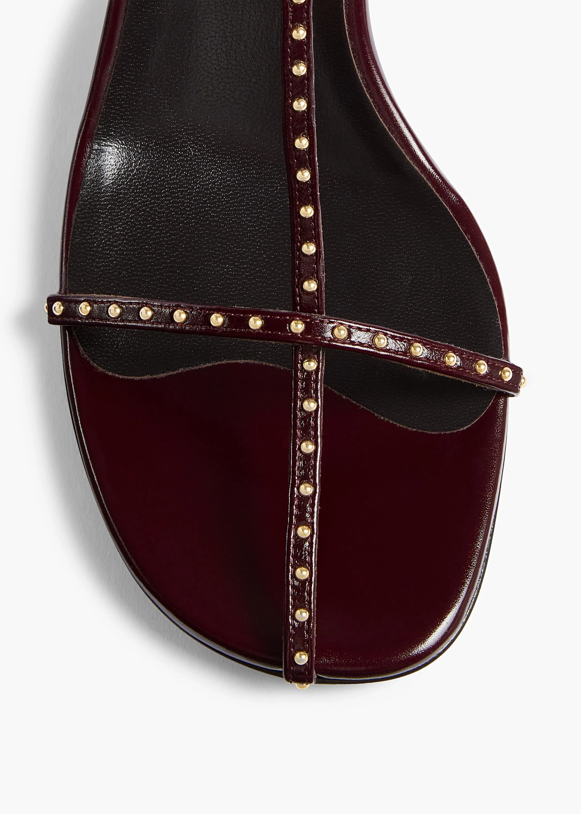 Cage Sandal in Bordeaux Leather with Gold Studs sold by KHAITE product image thumbnail 4