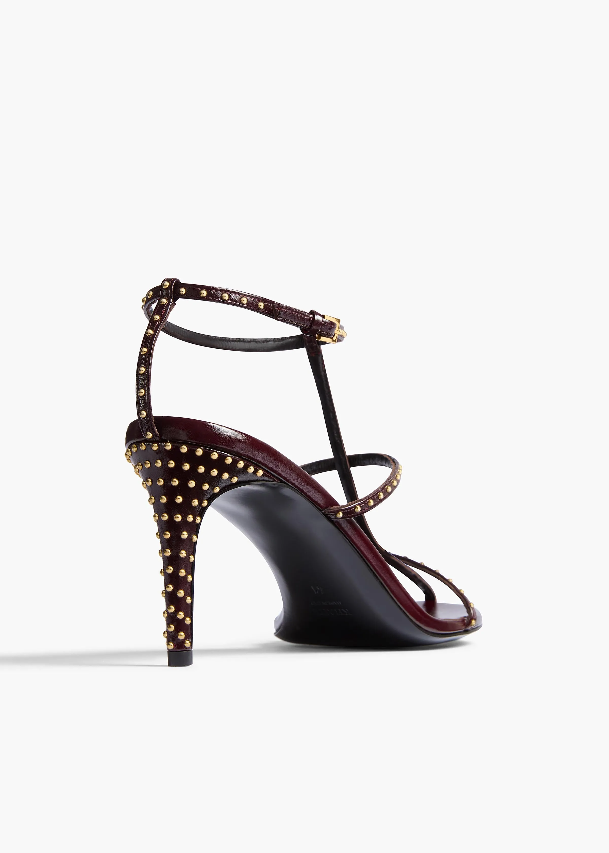 Cage Sandal in Bordeaux Leather with Gold Studs sold by KHAITE product image thumbnail 3