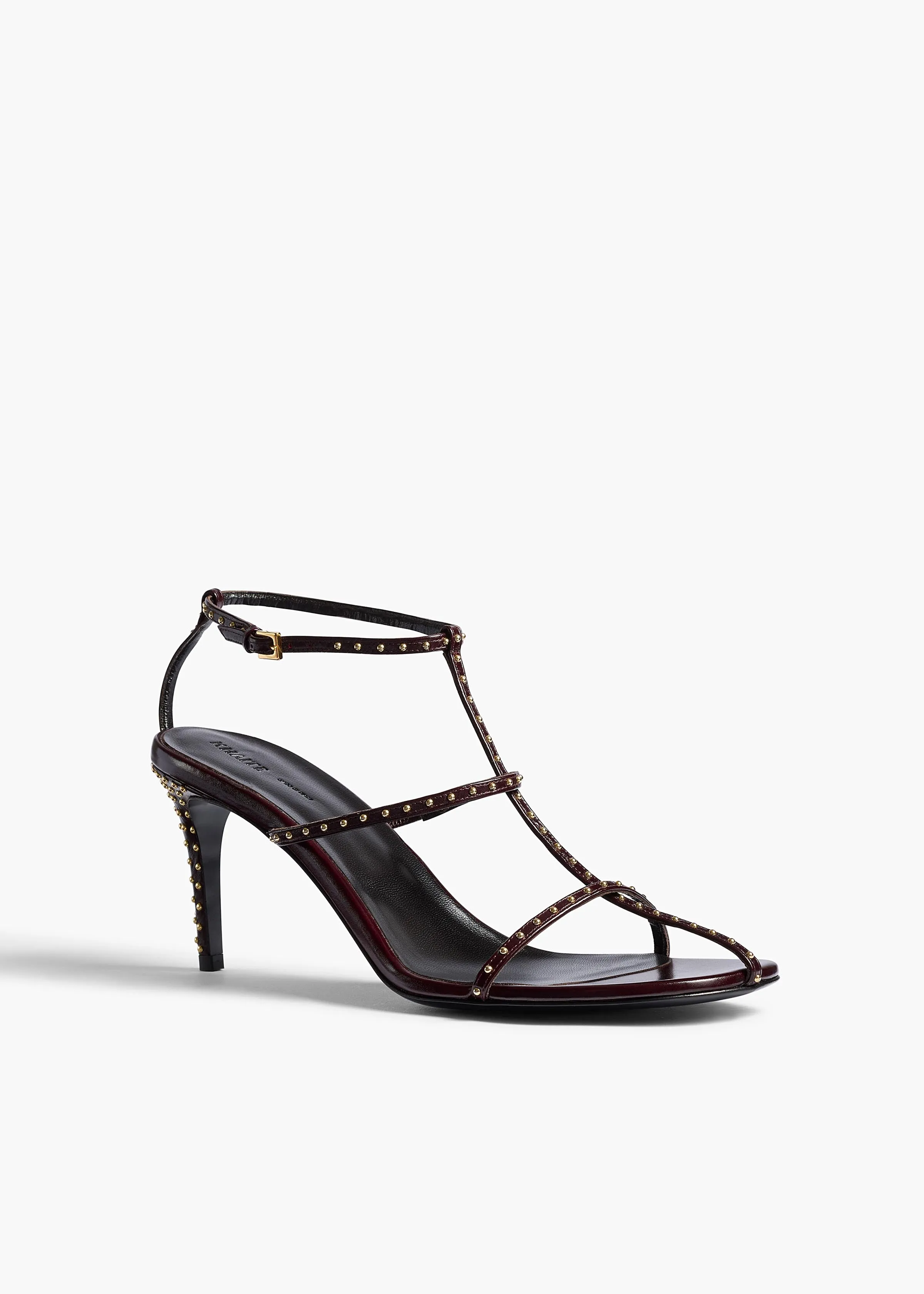 Cage Sandal in Bordeaux Leather with Gold Studs sold by KHAITE product image thumbnail 2