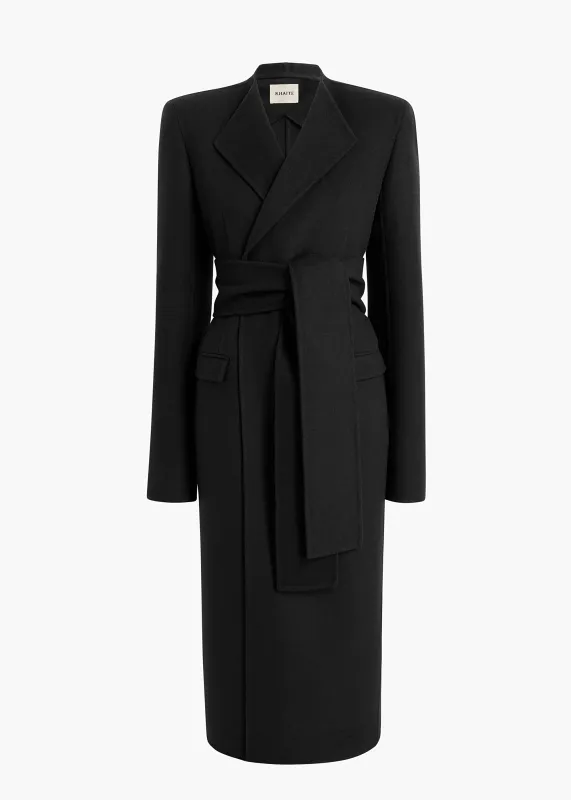 Jelson Coat in Charcoal sold by KHAITE