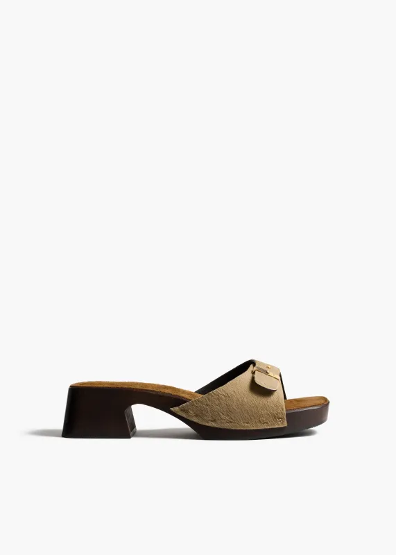 Britt Clog in Barley Haircalf sold by KHAITE