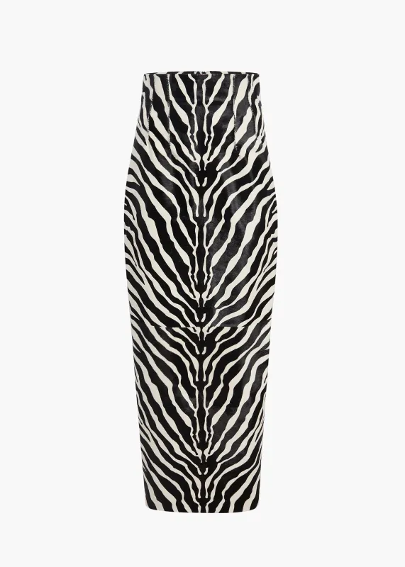 Loxley Skirt in Zebra Print Haircalf sold by KHAITE