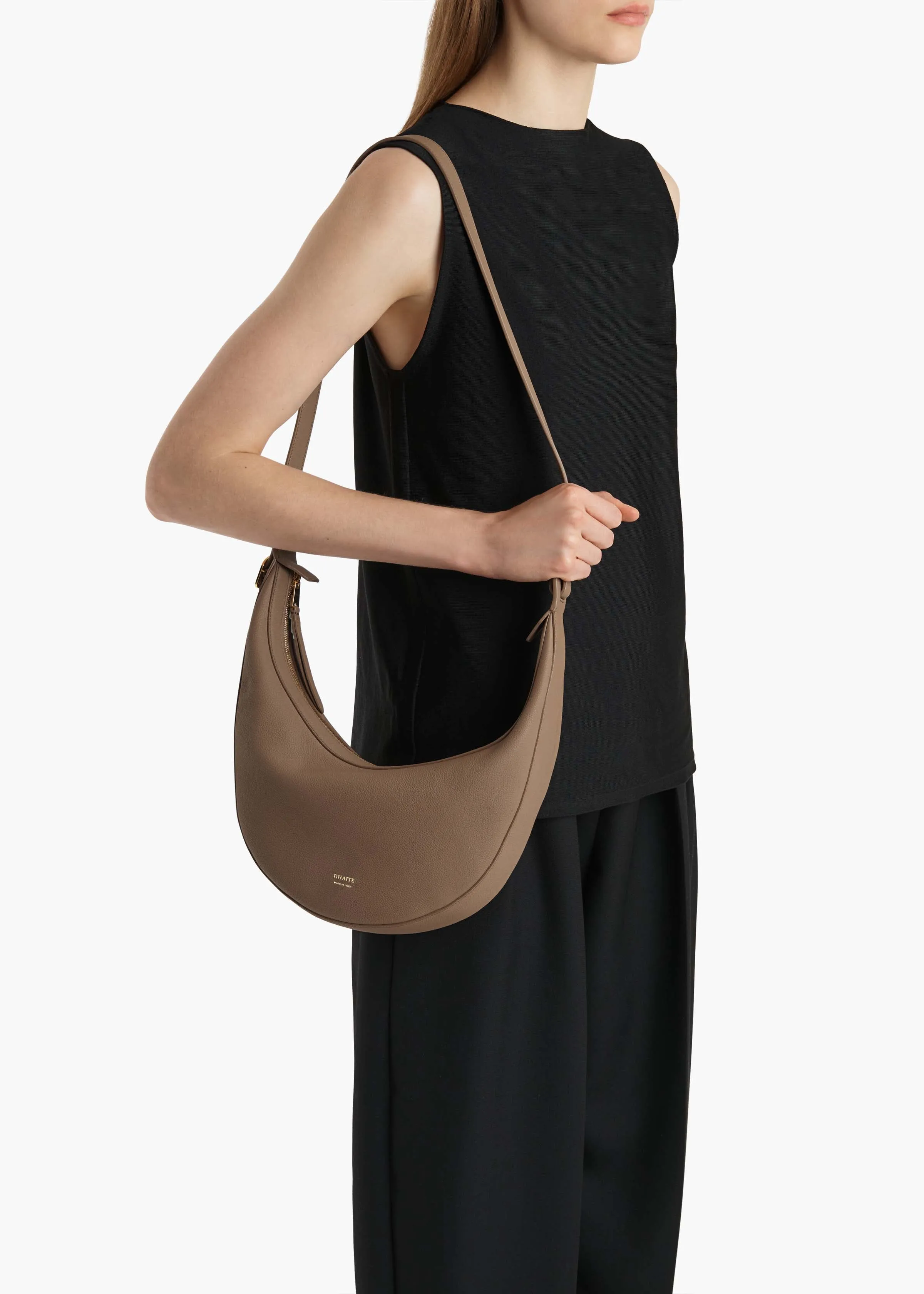 Small Augustina Crossbody Bag in Mokka Pebbled Leather sold by KHAITE product image thumbnail 5