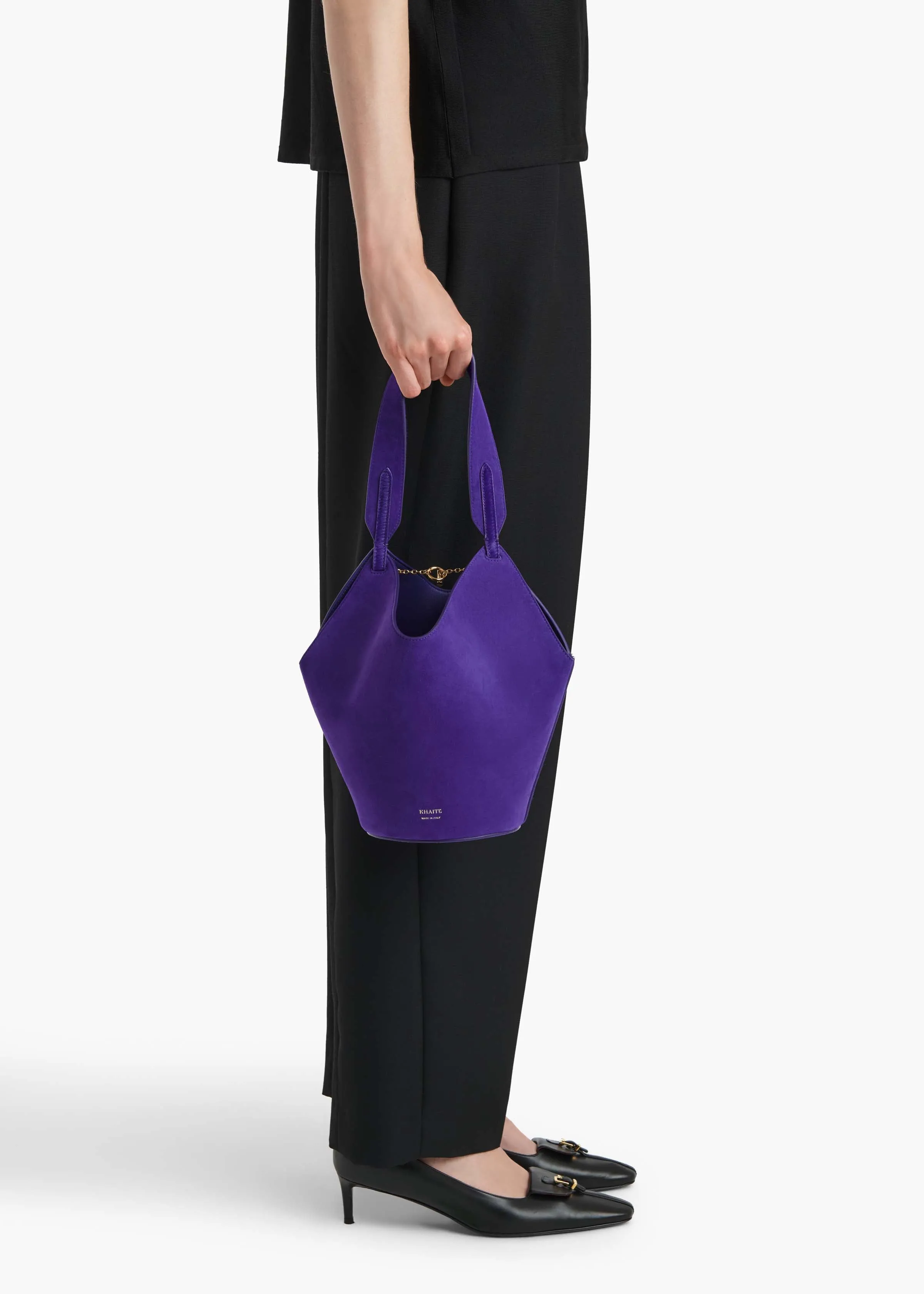 Mini Lotus Tote in Amethyst Haircalf and Suede sold by KHAITE product image thumbnail 5