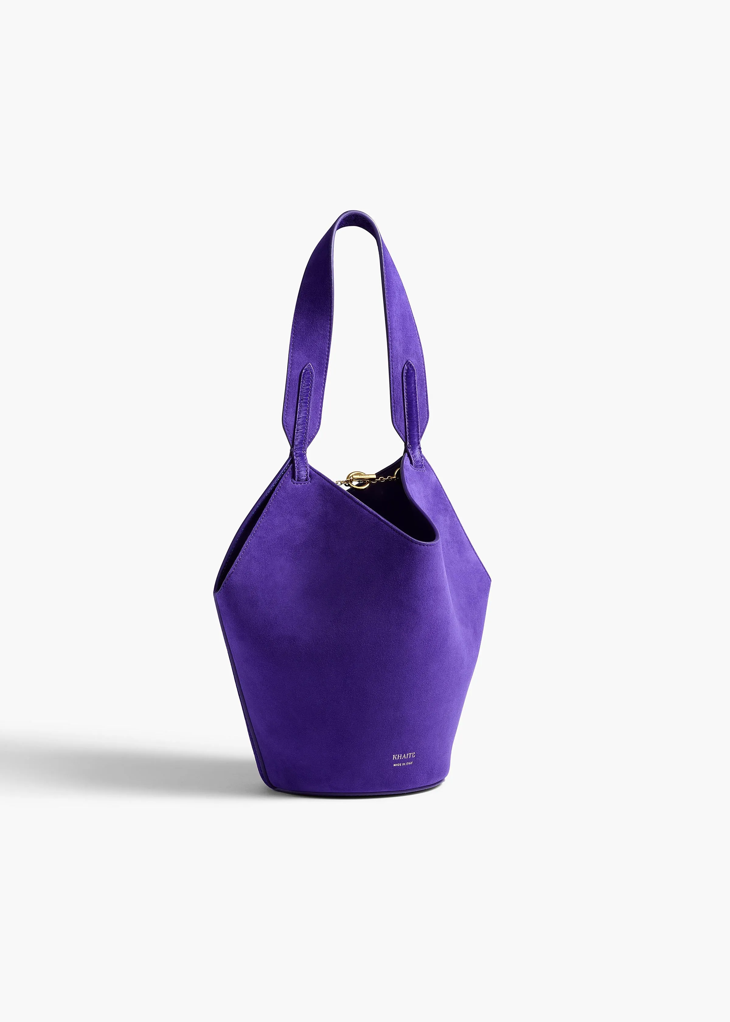 Mini Lotus Tote in Amethyst Haircalf and Suede sold by KHAITE