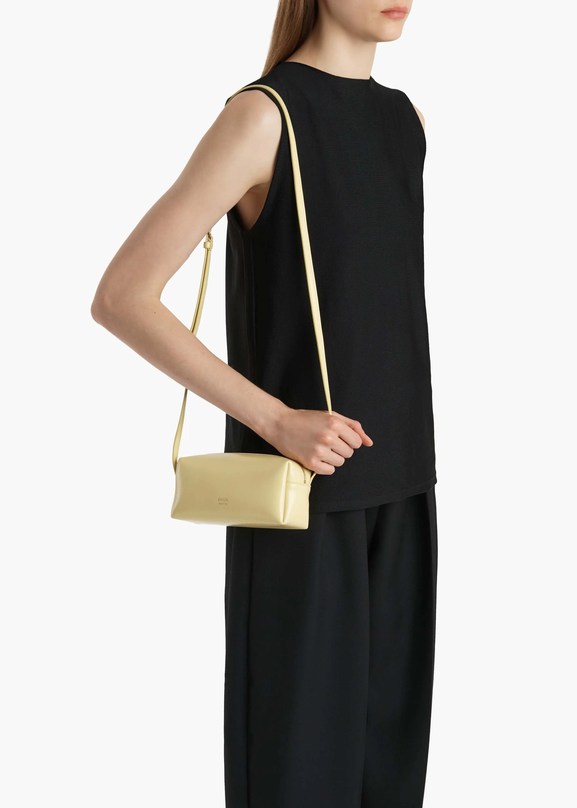 Mini Kye Crossbody Bag in Pale Yellow Crackle Patent Leather sold by KHAITE product image thumbnail 5