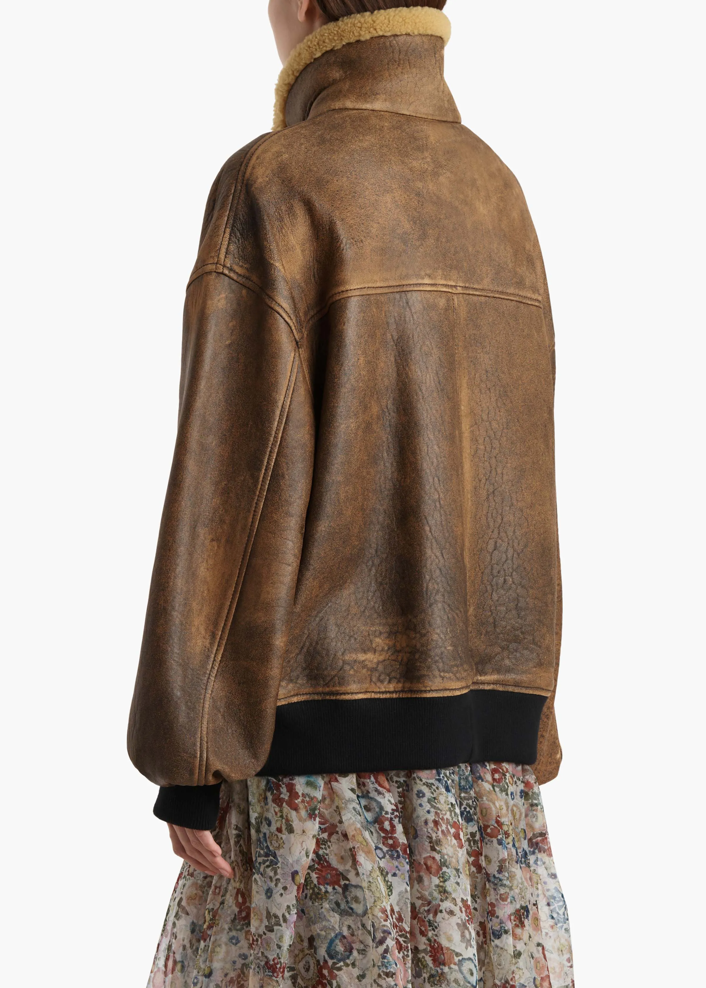 Sandor Jacket in Dark Brown Distressed Leather sold by KHAITE product image thumbnail 4