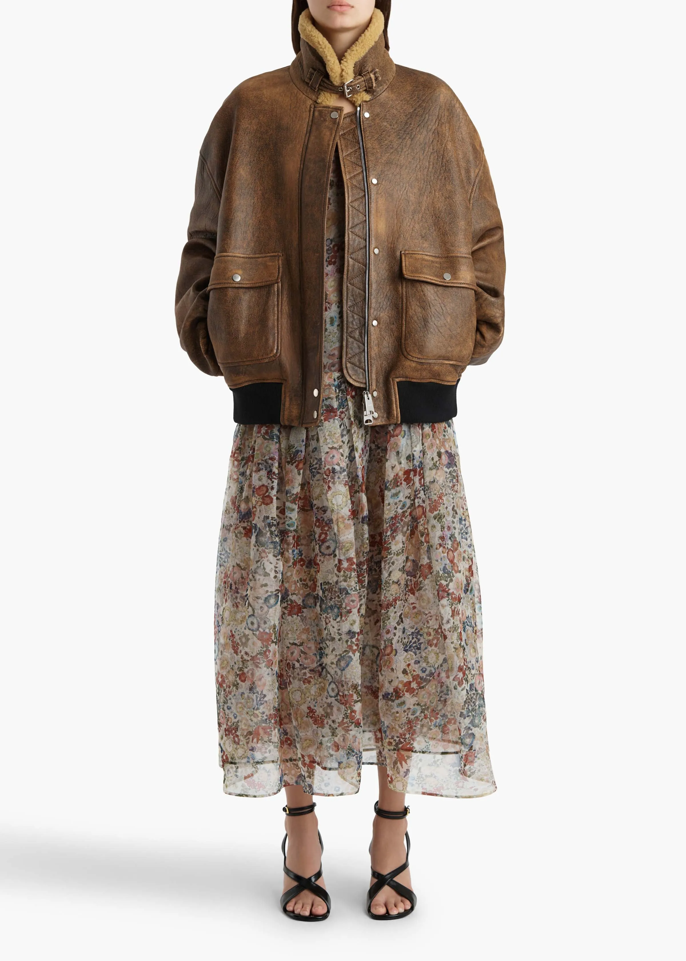 Sandor Jacket in Dark Brown Distressed Leather sold by KHAITE product image thumbnail 2