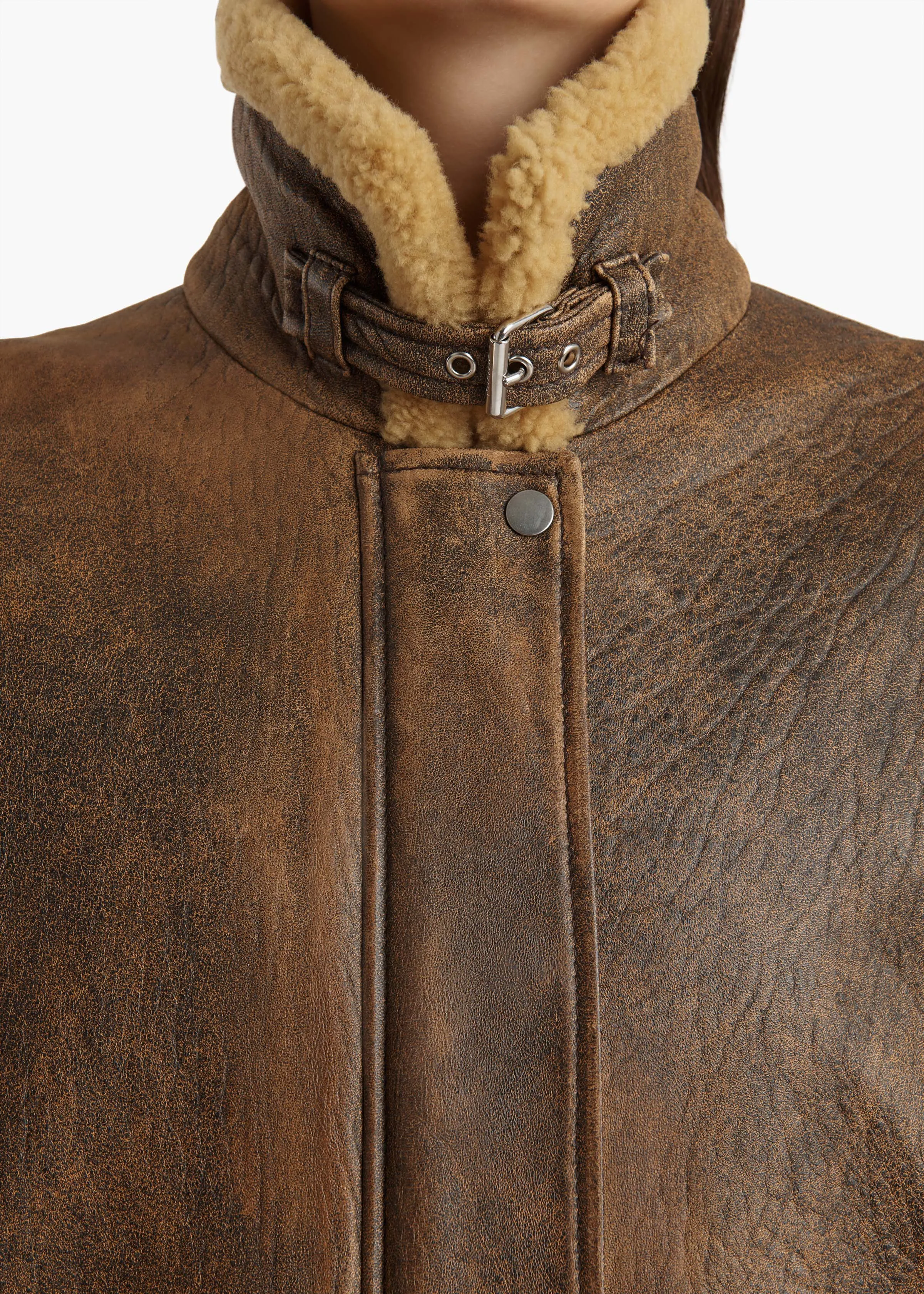 Sandor Jacket in Dark Brown Distressed Leather sold by KHAITE product image thumbnail 5