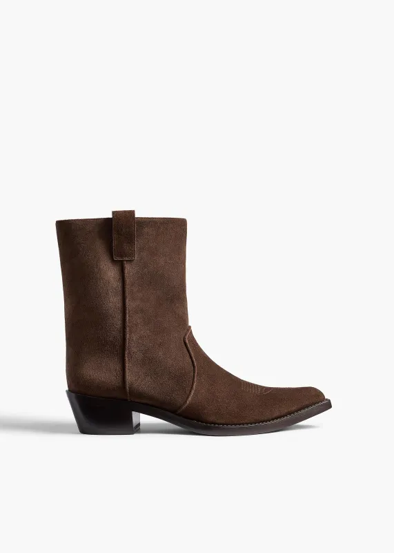 Clive Ankle Boot in Ebano Suede sold by KHAITE