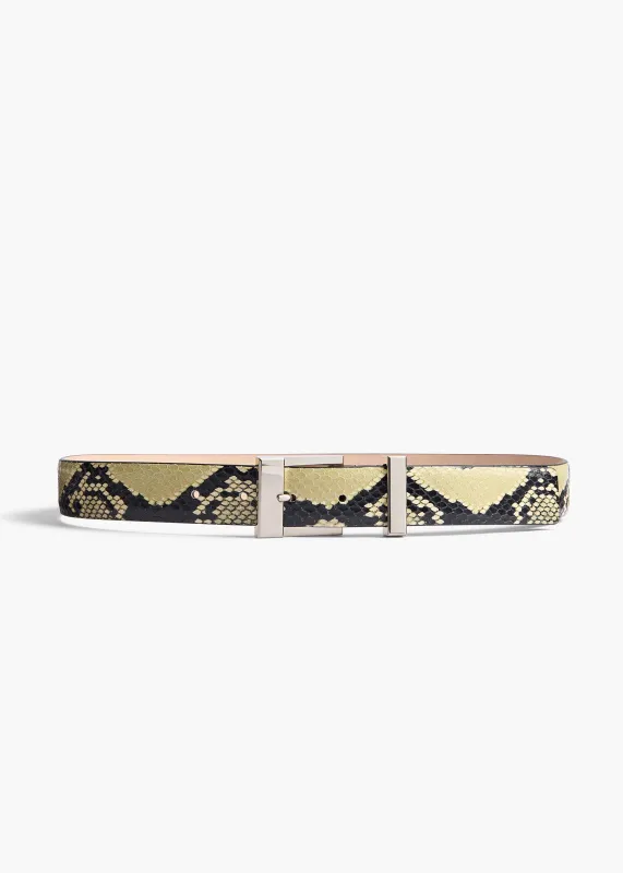 Medium Manhattan Belt in Natural Python-Embossed Leather with Silver sold by KHAITE