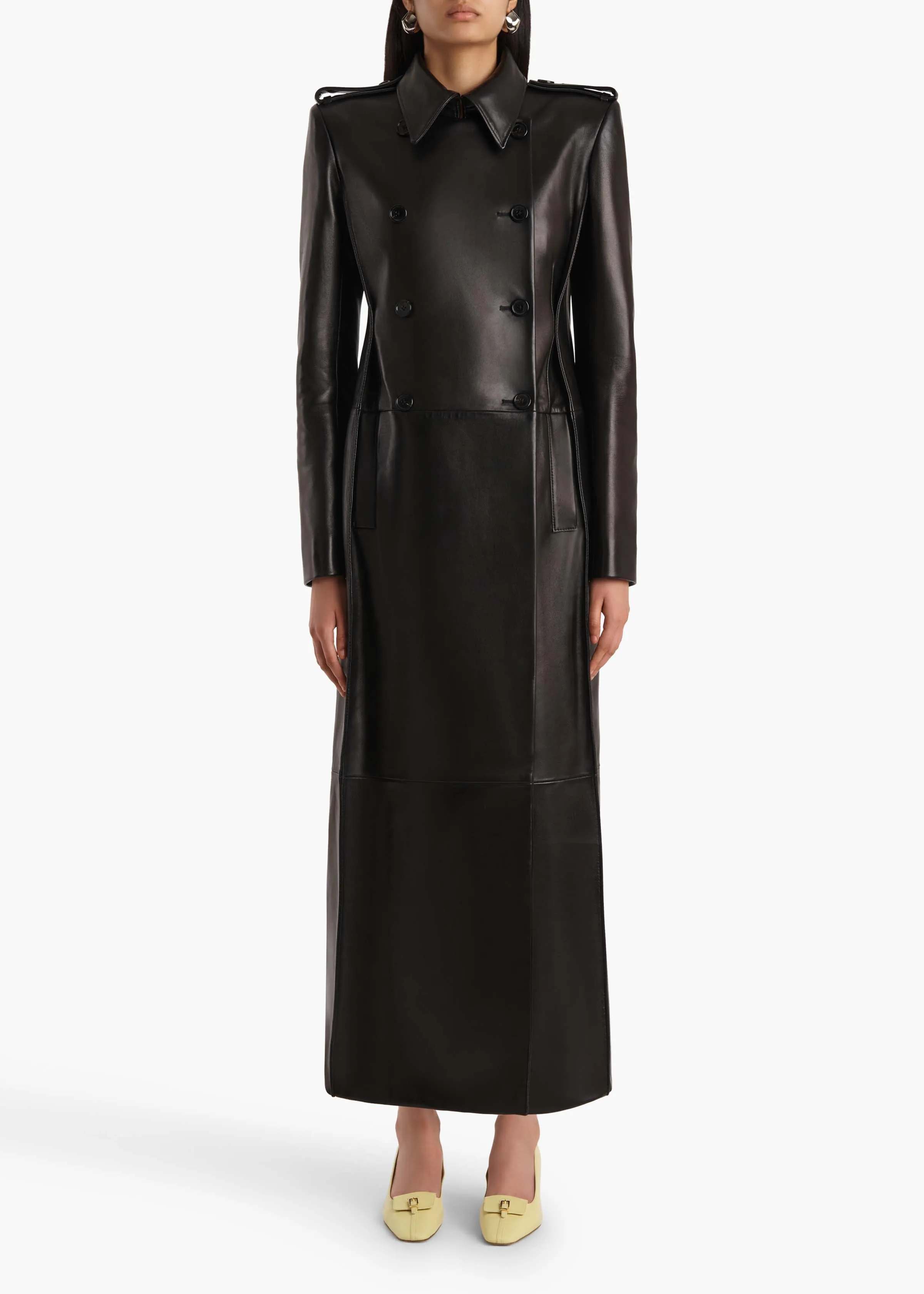 Alton Coat in Black Leather sold by KHAITE product image thumbnail 3