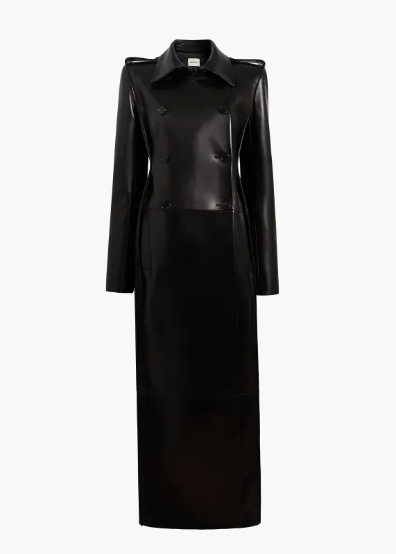 Alton Coat in Black Leather sold by KHAITE