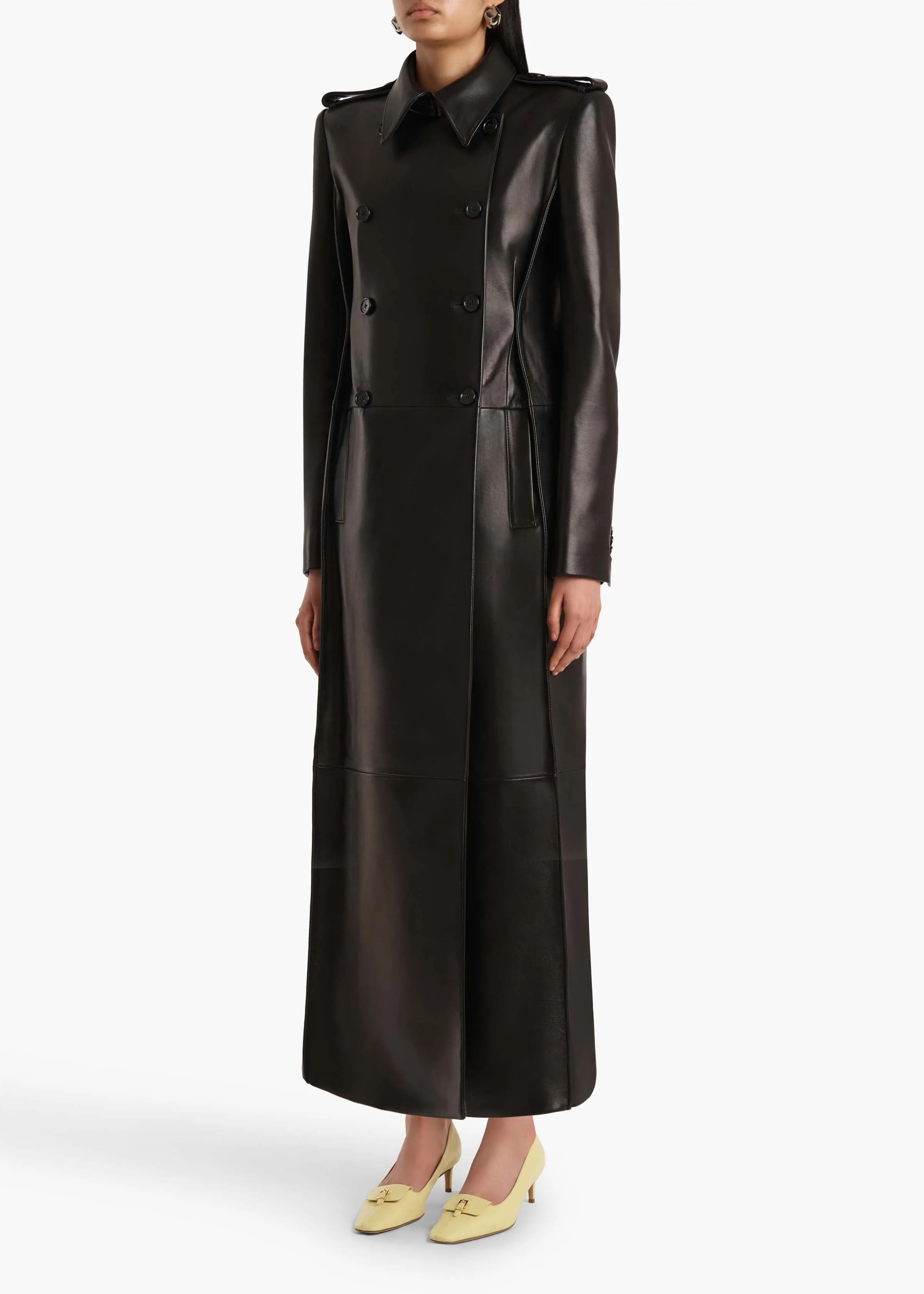 Alton Coat in Black Leather sold by KHAITE product image thumbnail 2