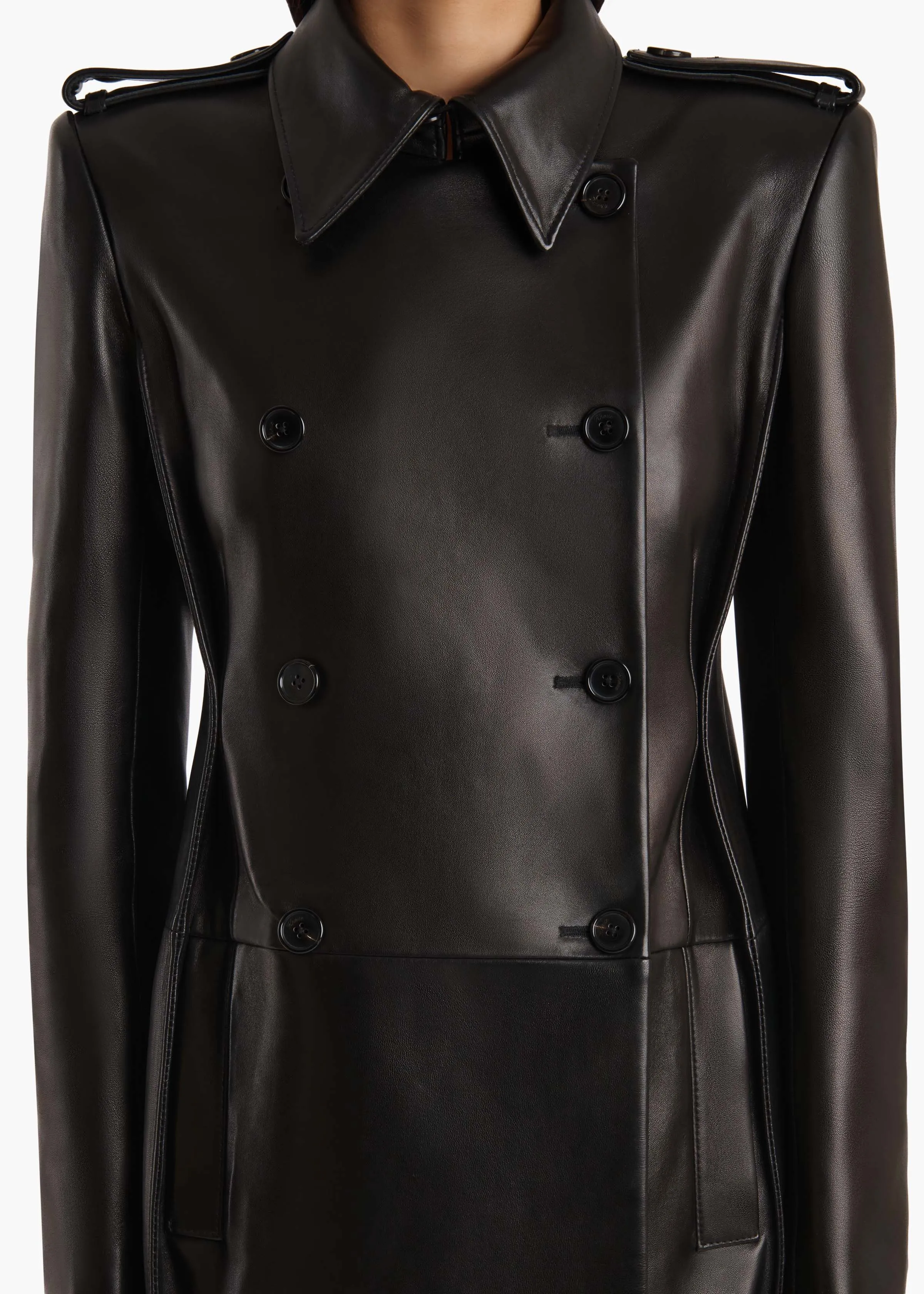 Alton Coat in Black Leather sold by KHAITE product image thumbnail 5