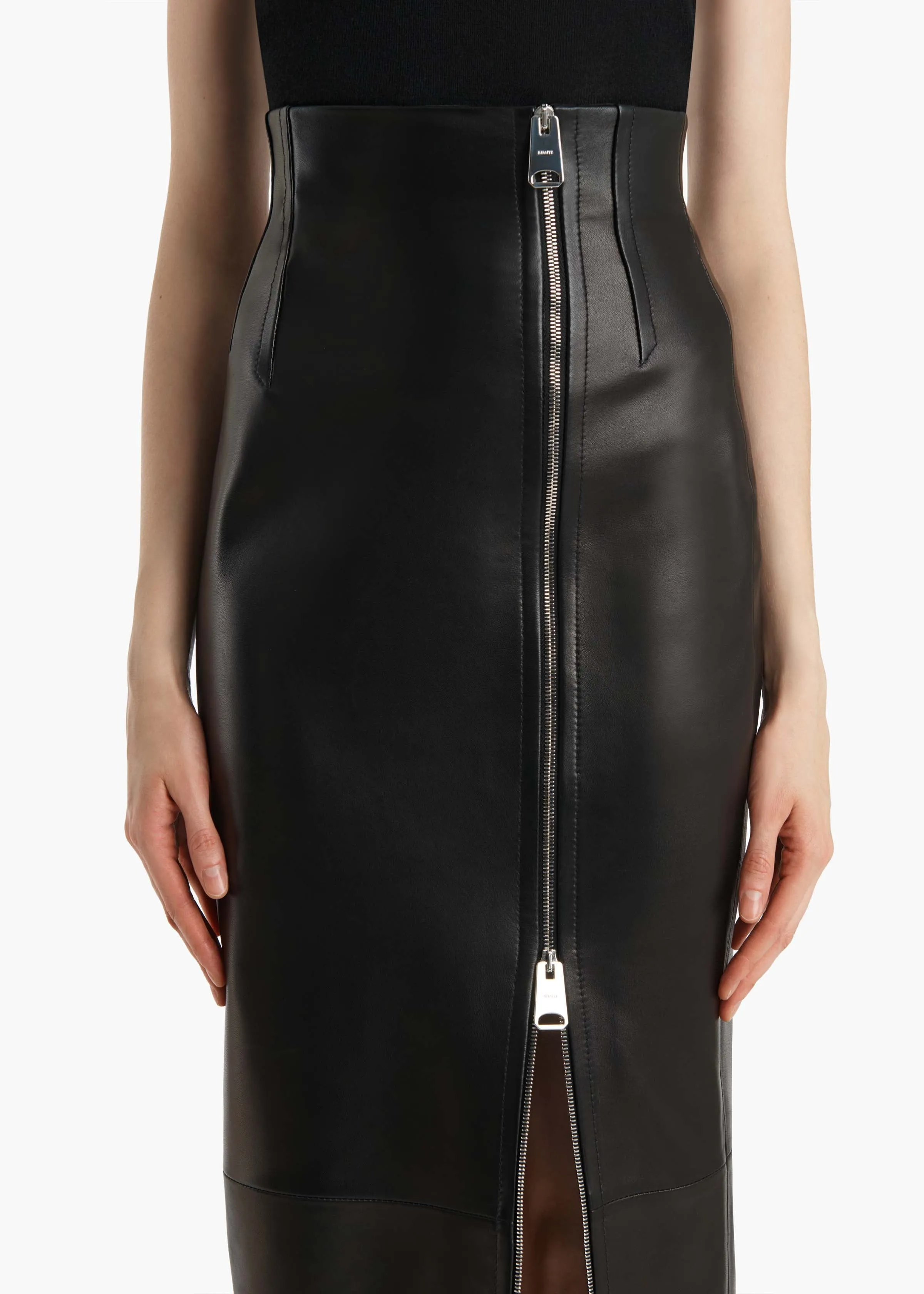 Gres Skirt in Black Leather sold by KHAITE product image thumbnail 5