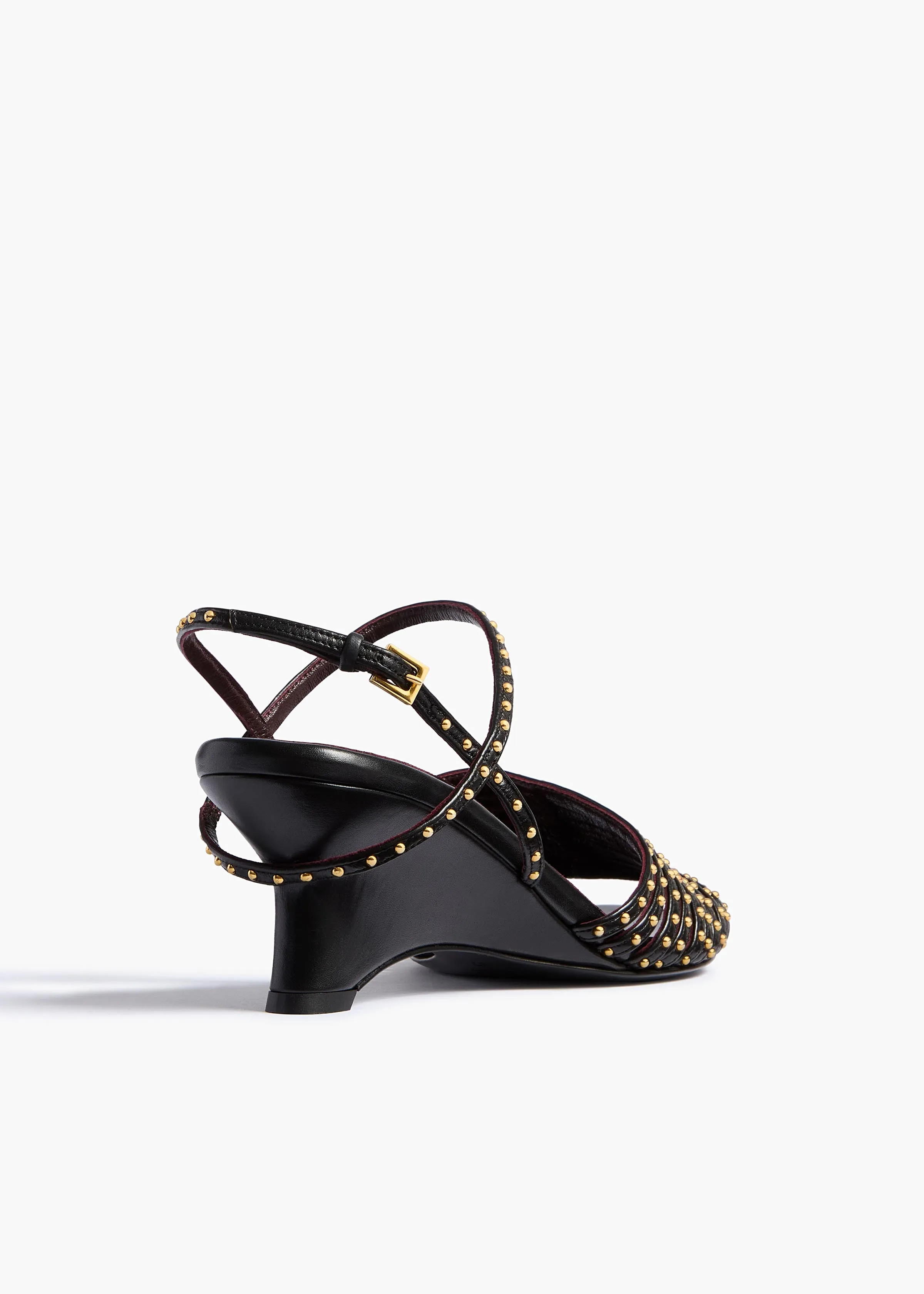 Drew Sandal in Black Leather with Gold Studs sold by KHAITE product image thumbnail 3