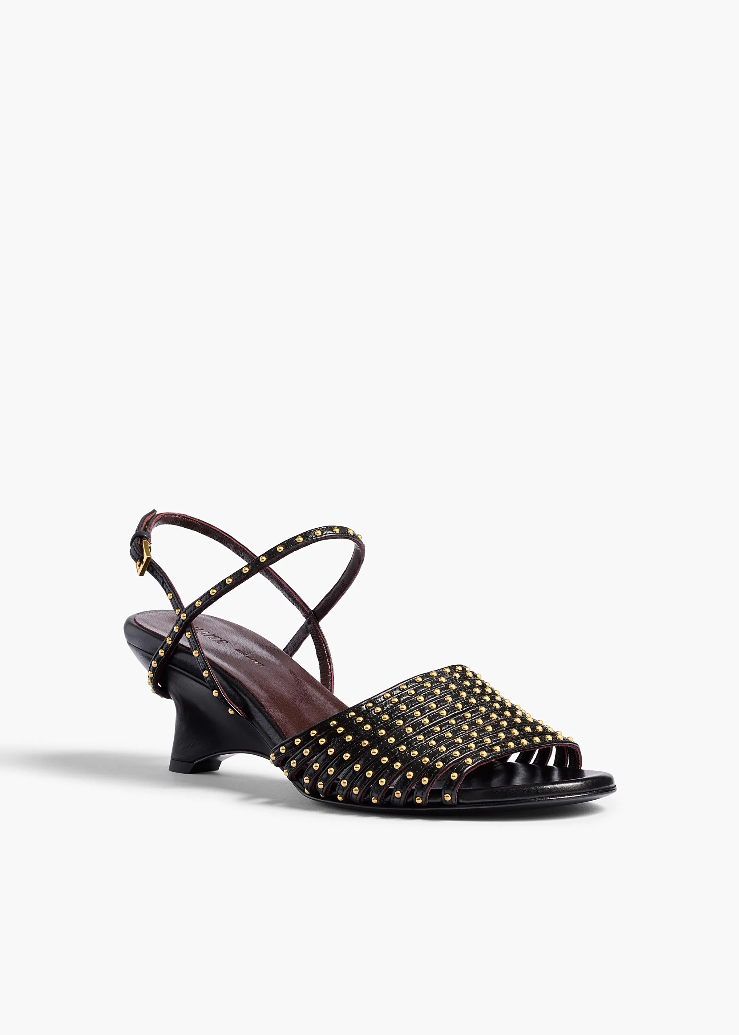 Drew Sandal in Black Leather with Gold Studs sold by KHAITE product image thumbnail 2