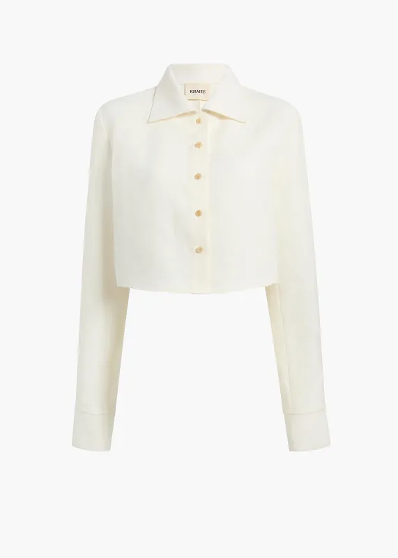 Jasen Top in Cream Linen sold by KHAITE