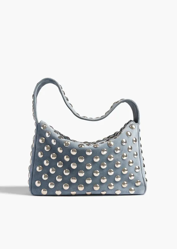 Elena Bag in Lead Suede with Silver Studs sold by KHAITE