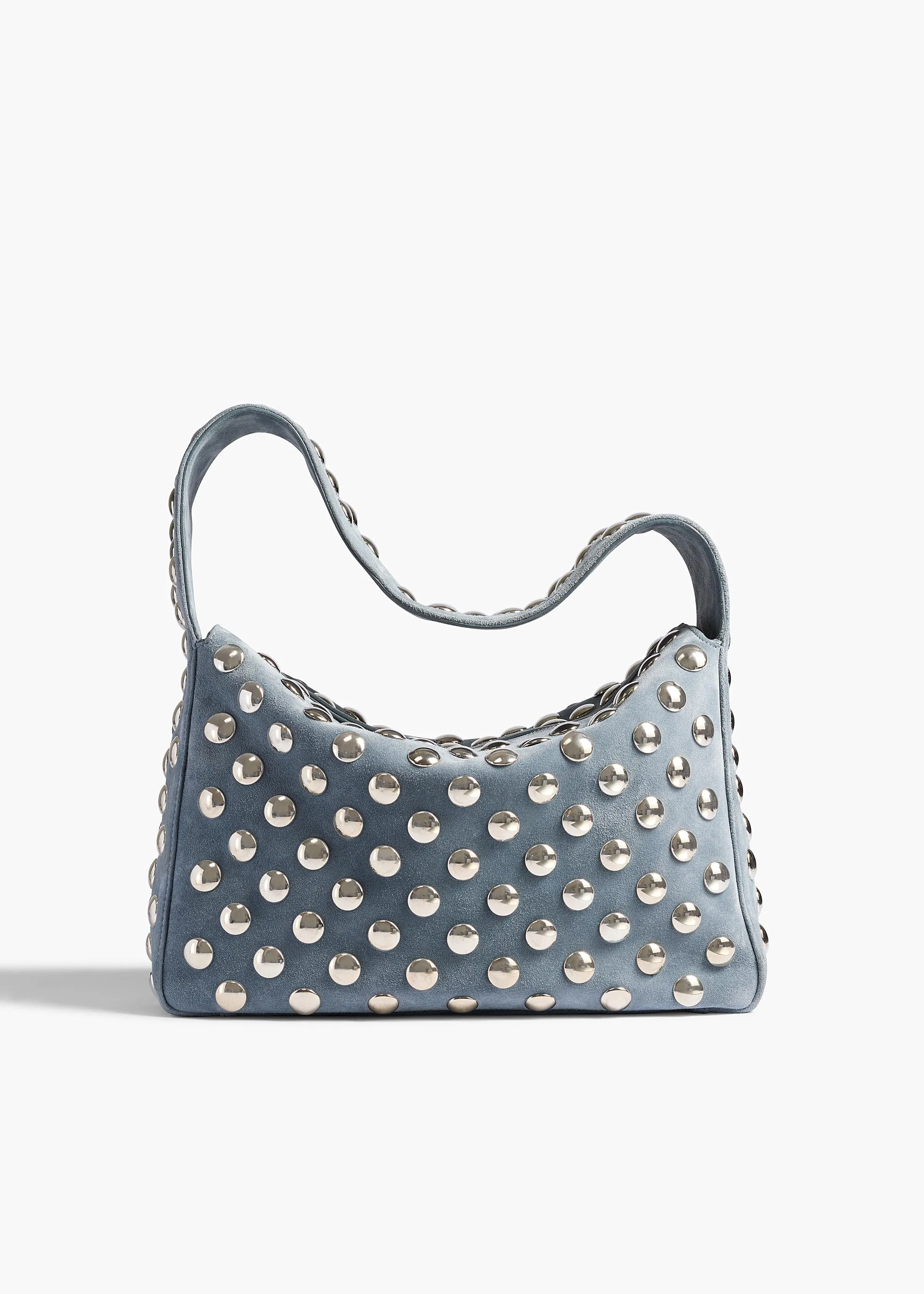 Elena Bag in Lead Suede with Silver Studs sold by KHAITE
