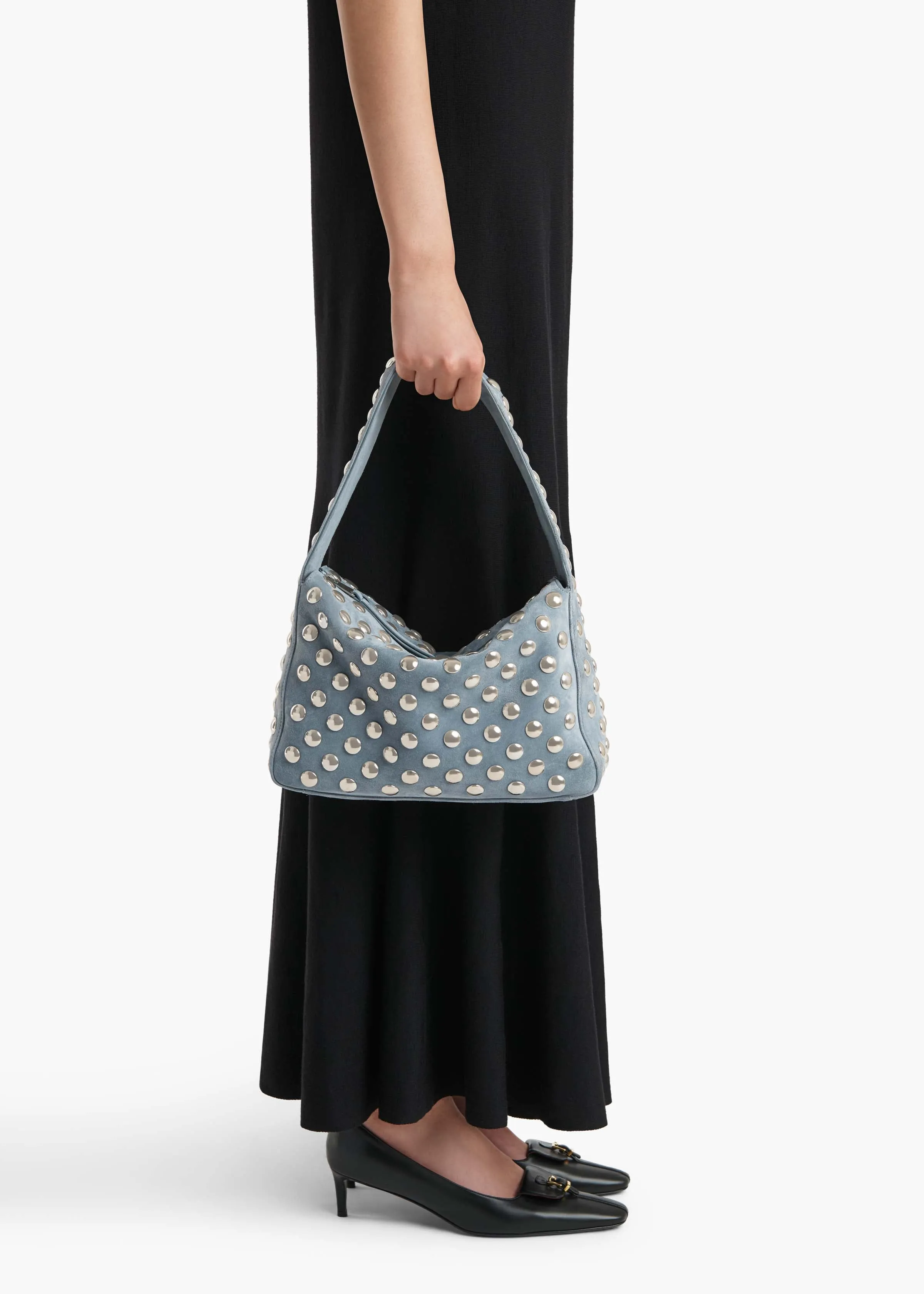 Elena Bag in Lead Suede with Silver Studs sold by KHAITE product image thumbnail 5