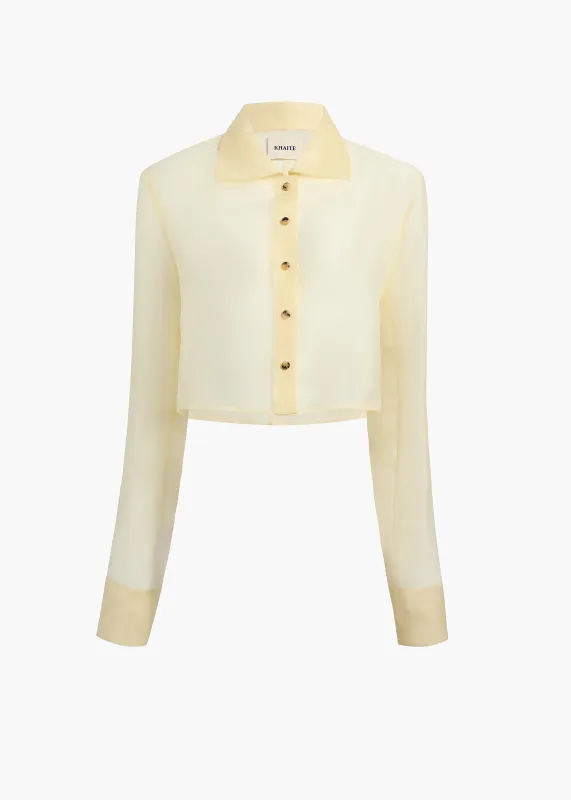 Jasen Top in Pale Yellow Organza sold by KHAITE