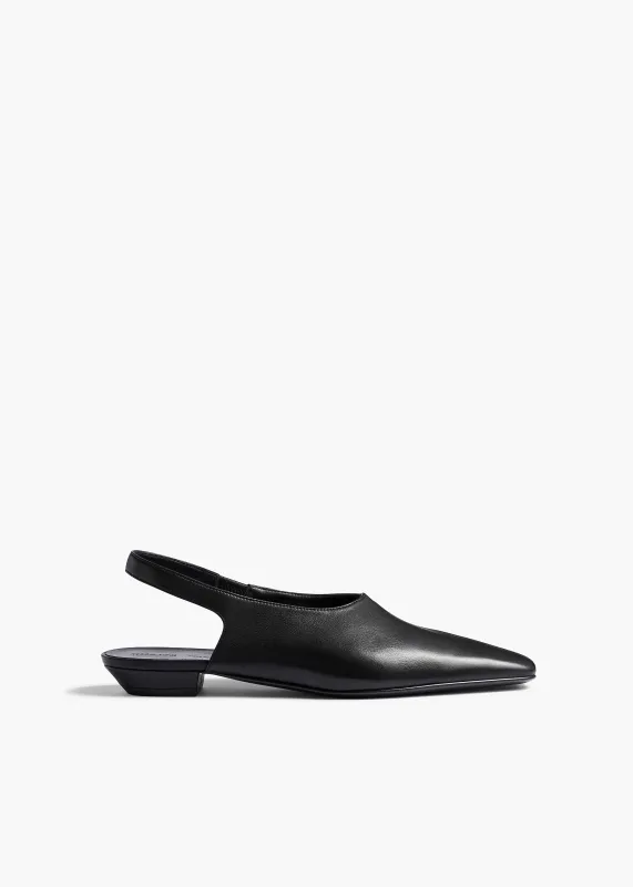 Cecilia Slingback Flat in Black Pebbled Leather sold by KHAITE