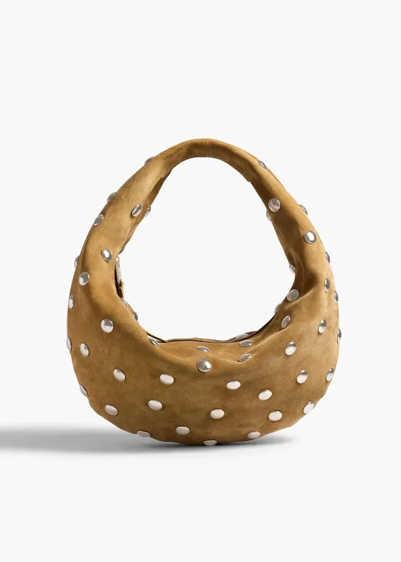 Medium Olivia Hobo in Mud Suede with Silver Studs sold by KHAITE