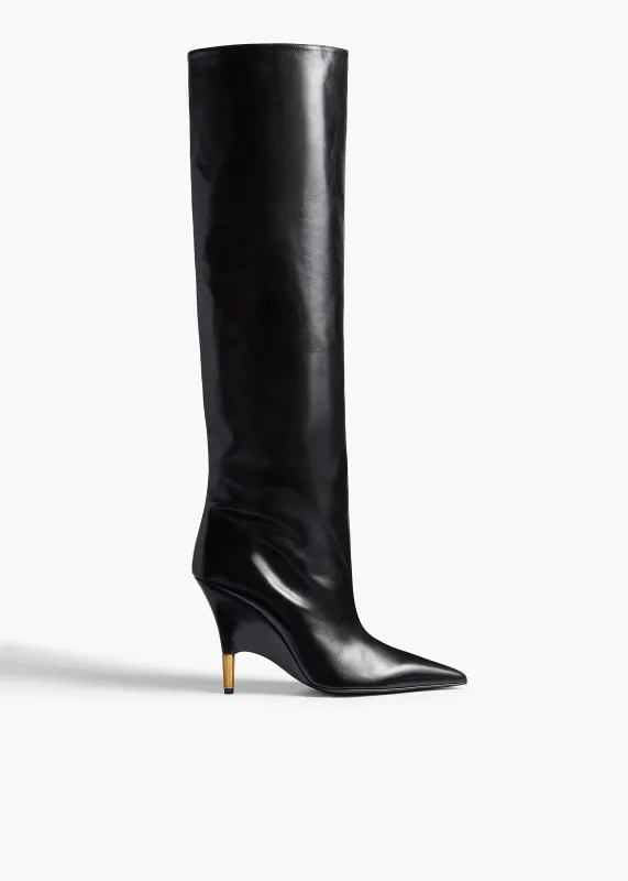 Bella Knee-High Boot in Black Leather sold by KHAITE