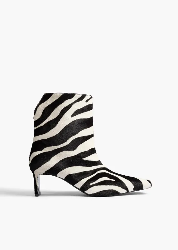 Ona Ankle Boot in Zebra Print Haircalf sold by KHAITE