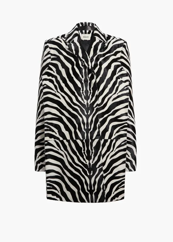 Lorel Coat in Zebra Print Haircalf sold by KHAITE
