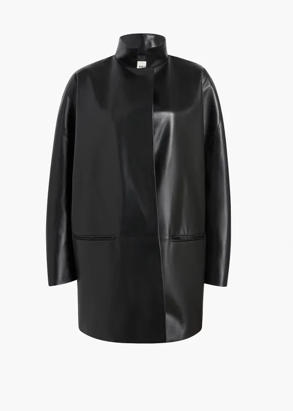 Mura Coat in Black Leather sold by KHAITE
