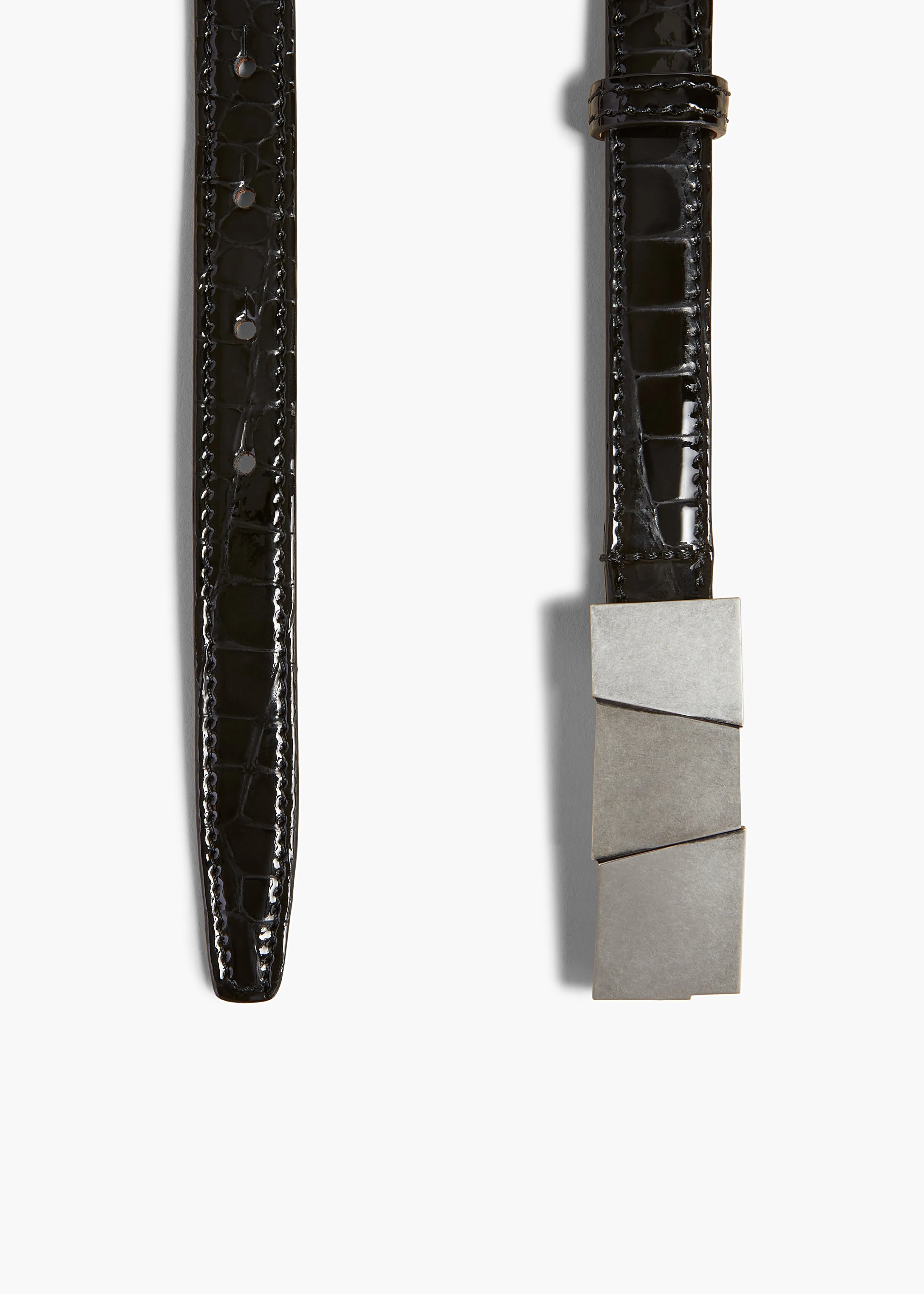 Small Axel Belt in Black Croc-Embossed Leather with Silver sold by KHAITE product image thumbnail 2