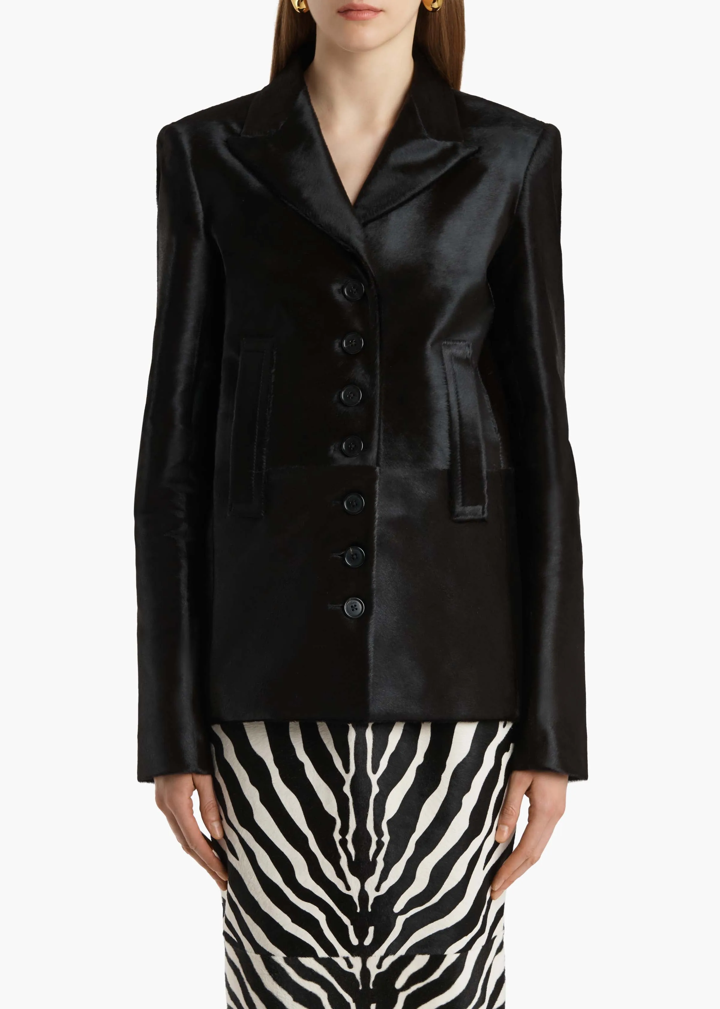 Saraphina Jacket in Chocolate Haircalf sold by KHAITE product image thumbnail 3