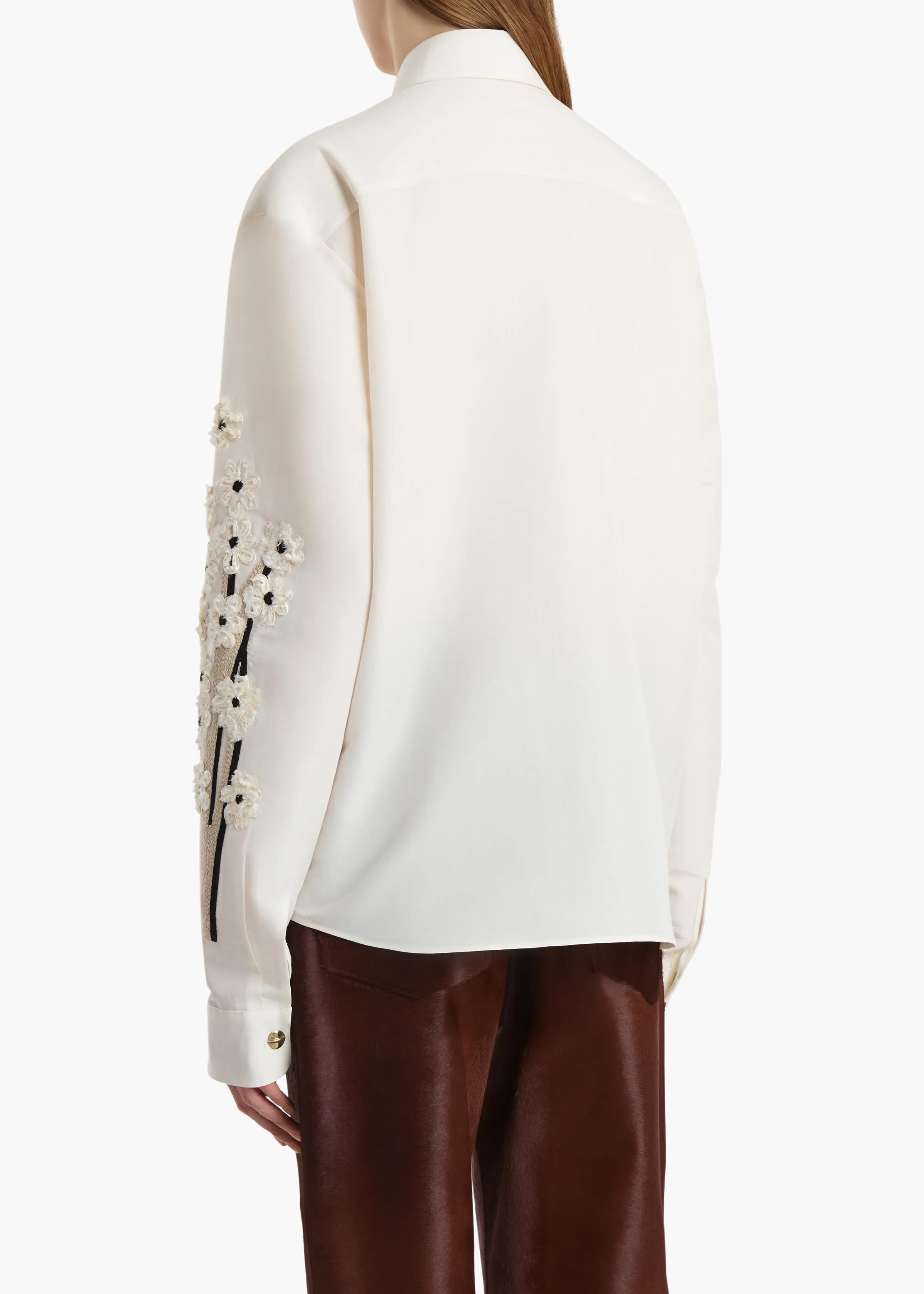 Argo Top in Natural with Floral Embroidery sold by KHAITE product image thumbnail 4