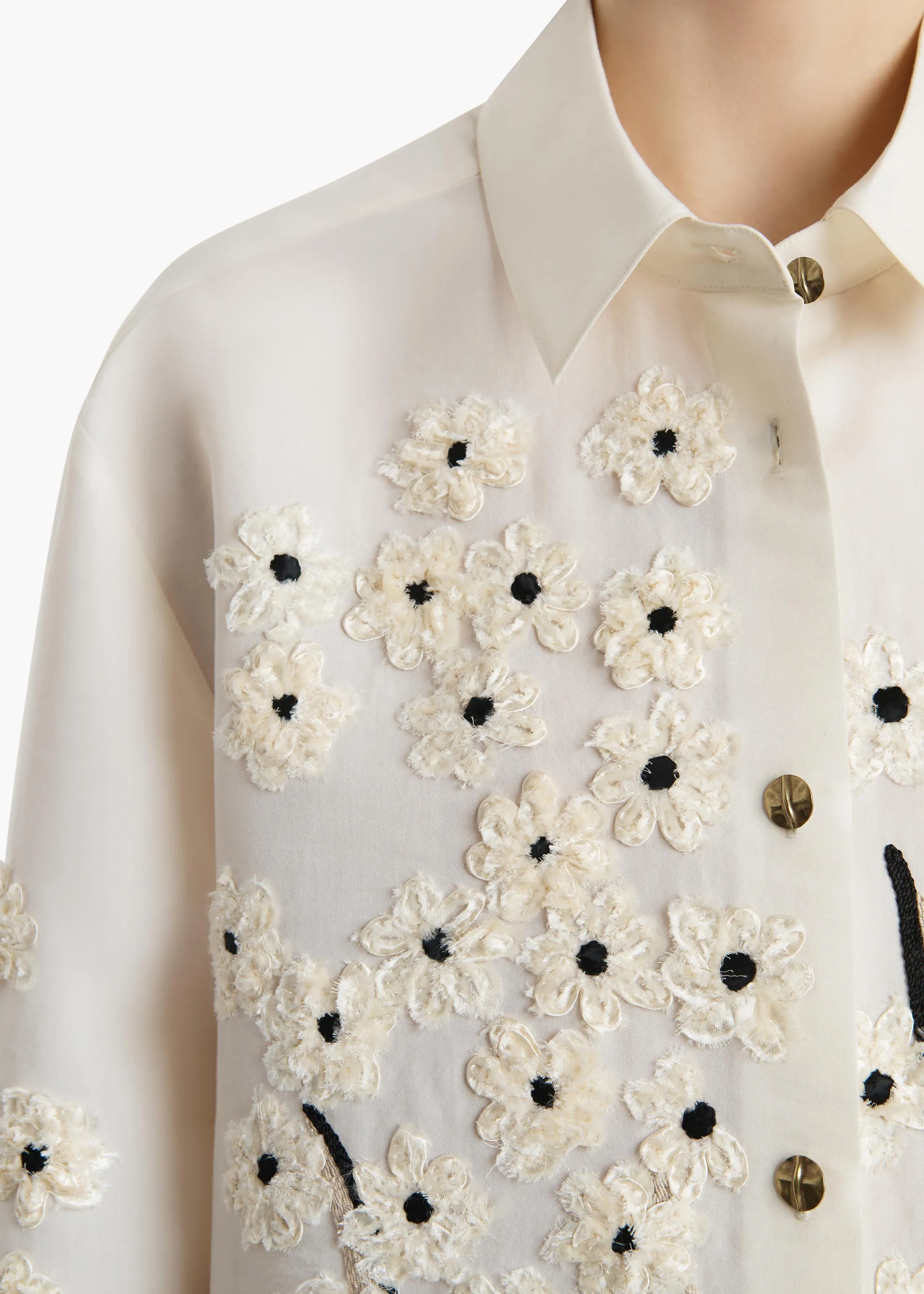 Argo Top in Natural with Floral Embroidery sold by KHAITE product image thumbnail 5