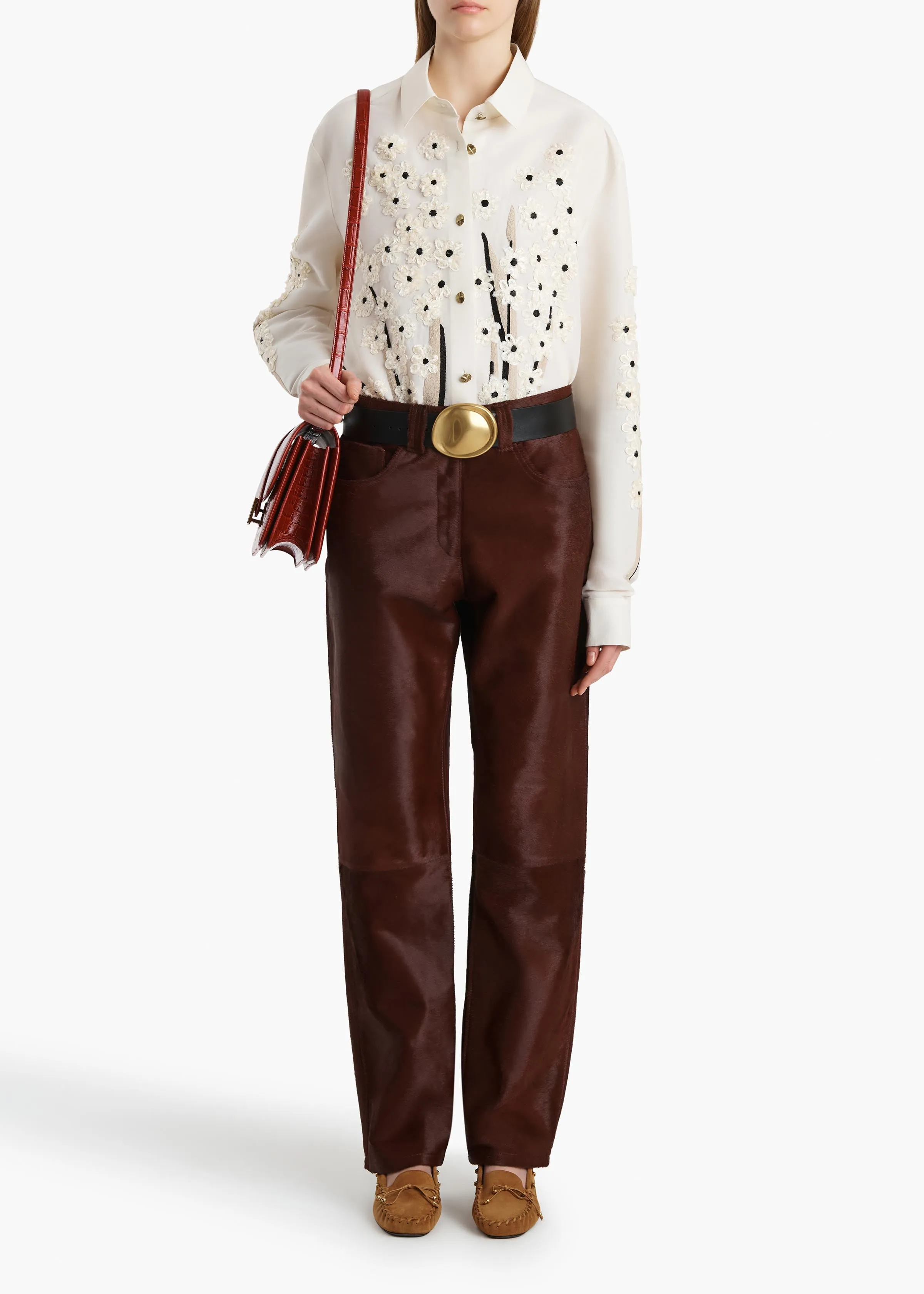 Argo Top in Natural with Floral Embroidery sold by KHAITE product image thumbnail 2