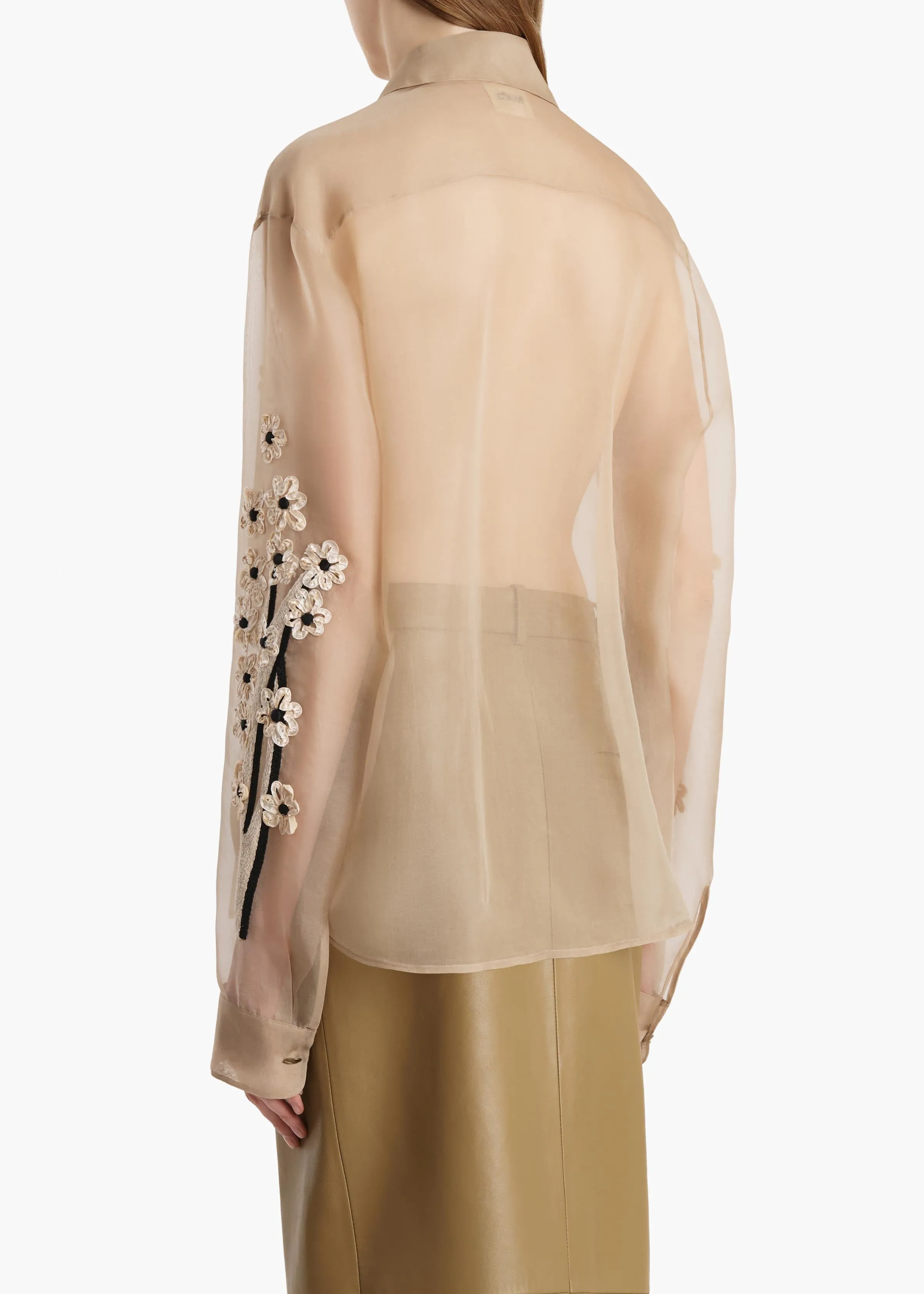 Argo Top in Chalk Organza with Floral Bouquet Embroidery sold by KHAITE product image thumbnail 4