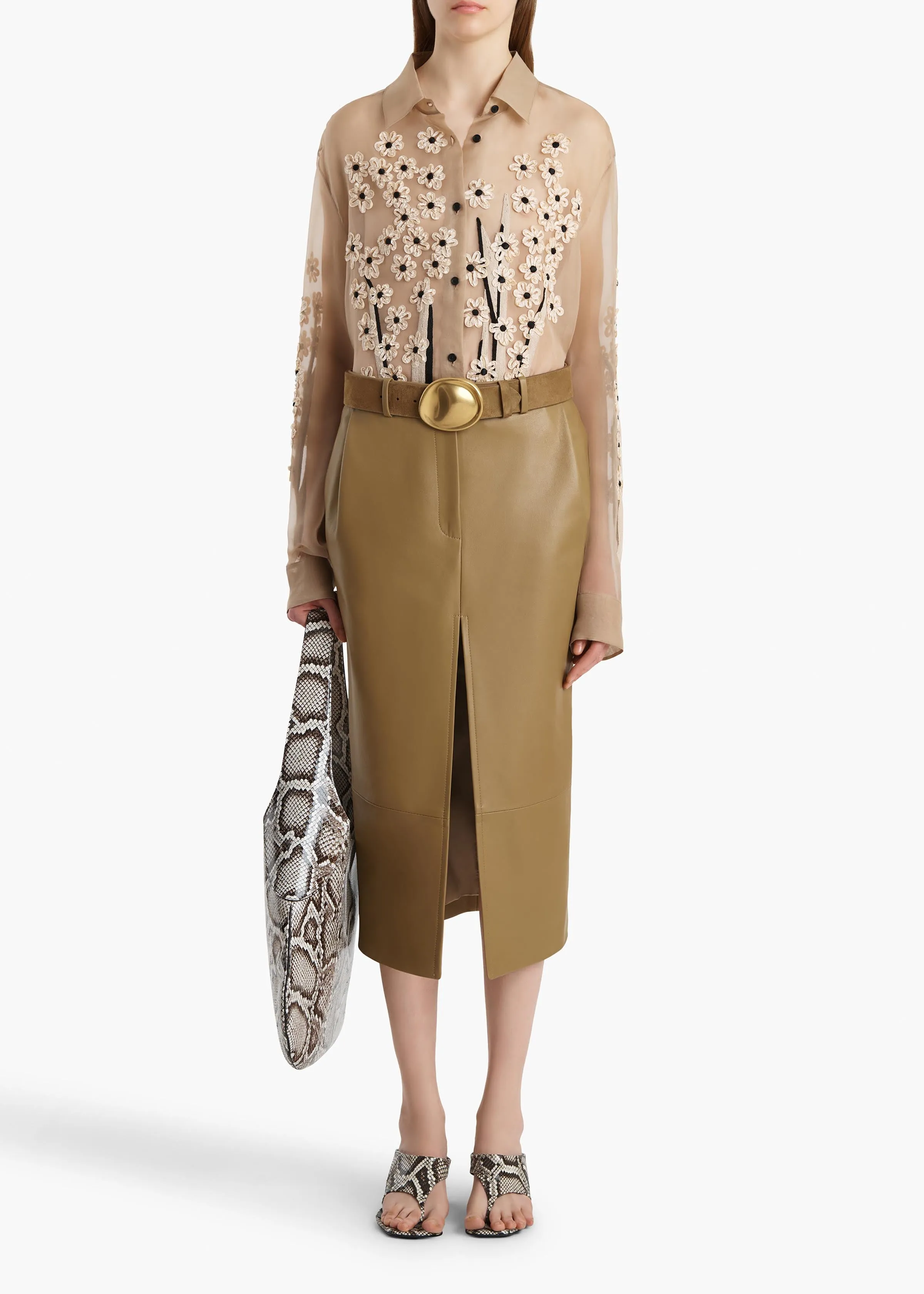 Argo Top in Chalk Organza with Floral Bouquet Embroidery sold by KHAITE product image thumbnail 2