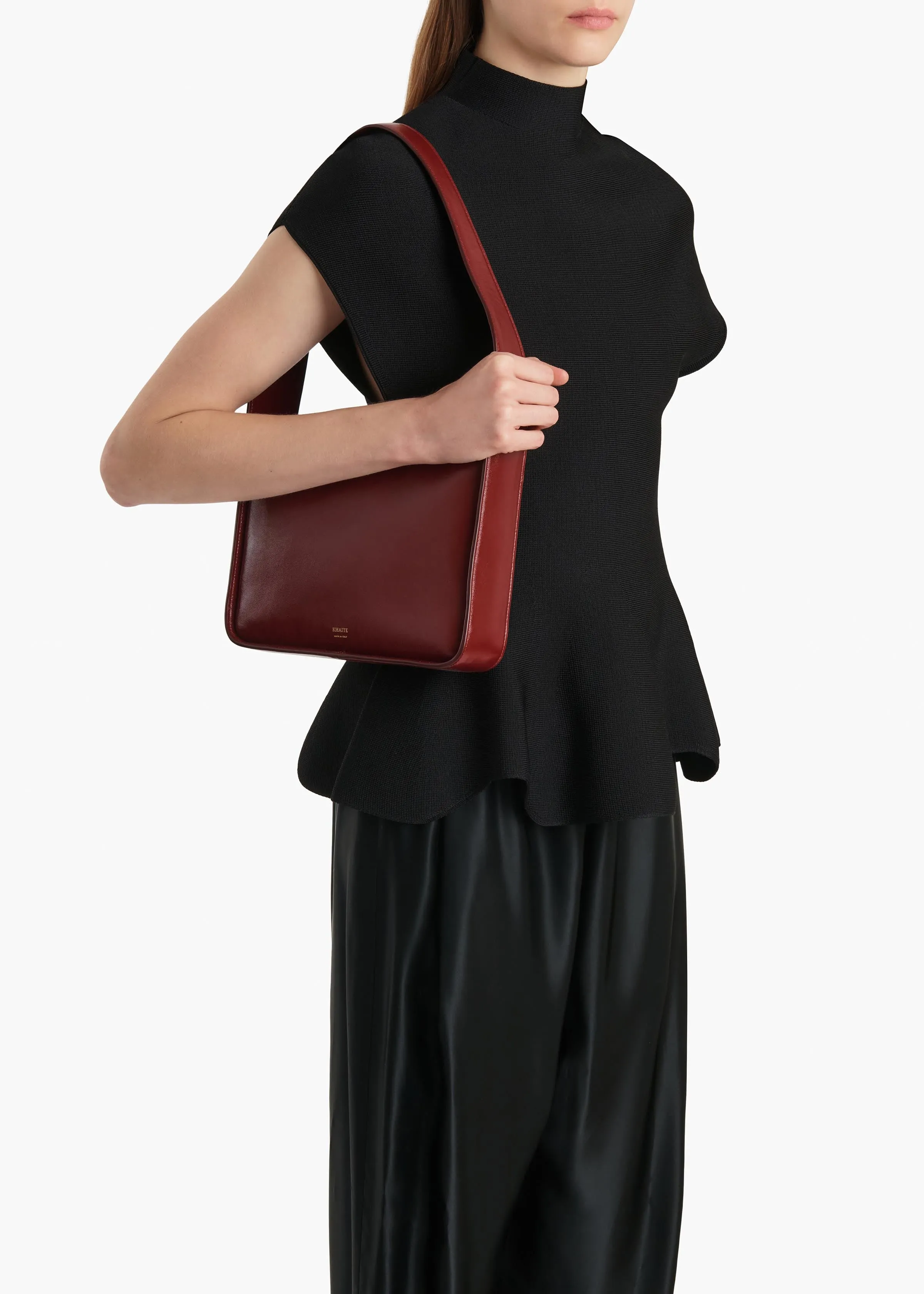 Lori Squared Bag in Oxblood Crackle Patent Leather sold by KHAITE product image thumbnail 5