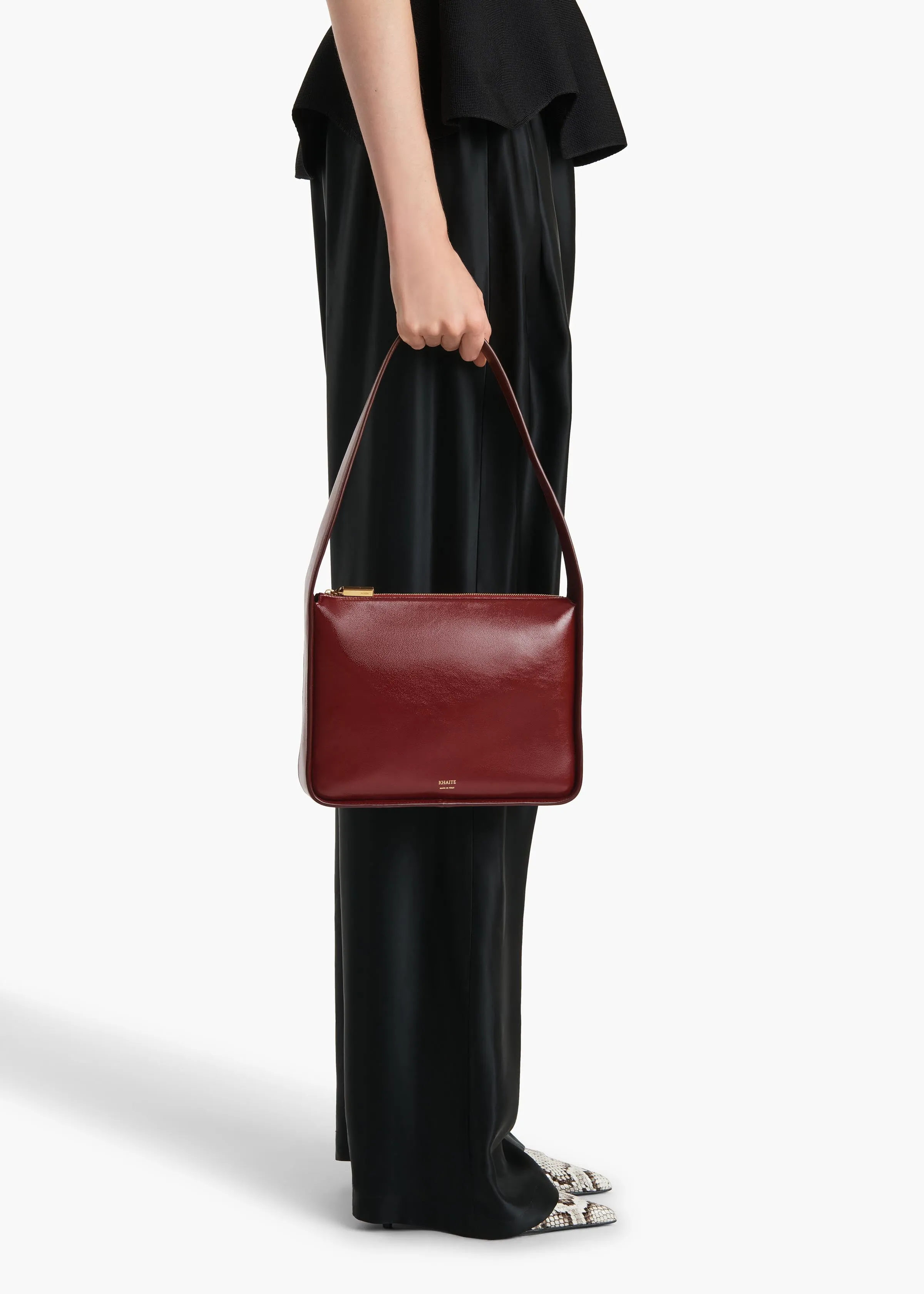 Lori Squared Bag in Oxblood Crackle Patent Leather sold by KHAITE product image thumbnail 4
