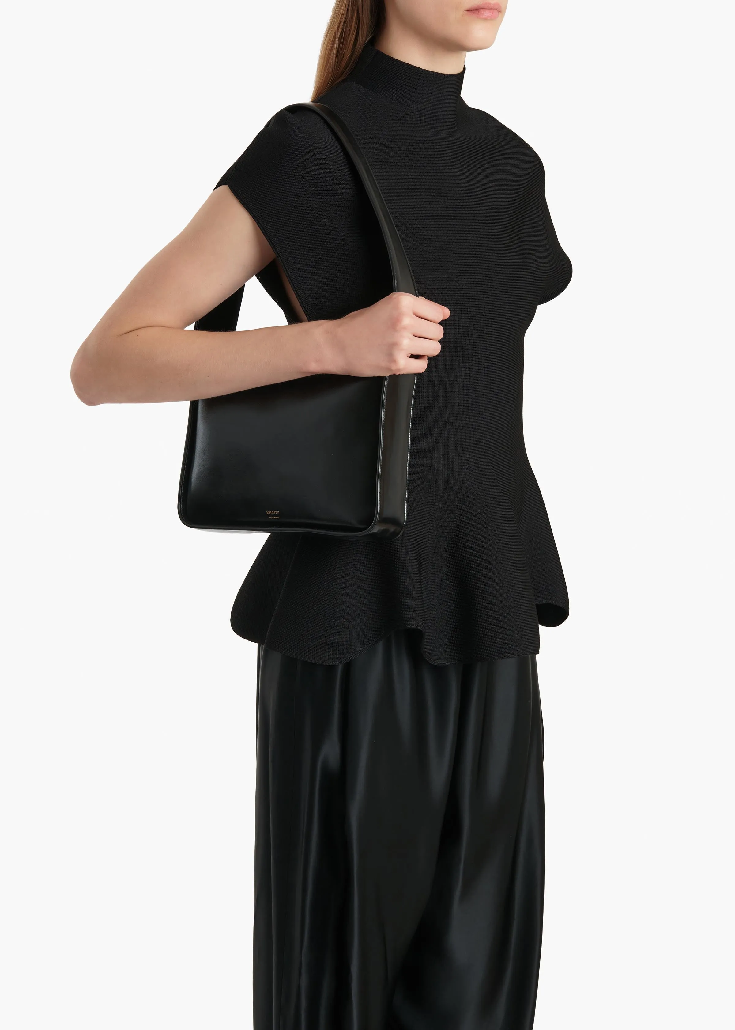 Lori Squared Bag in Black Crackle Patent Leather sold by KHAITE product image thumbnail 4